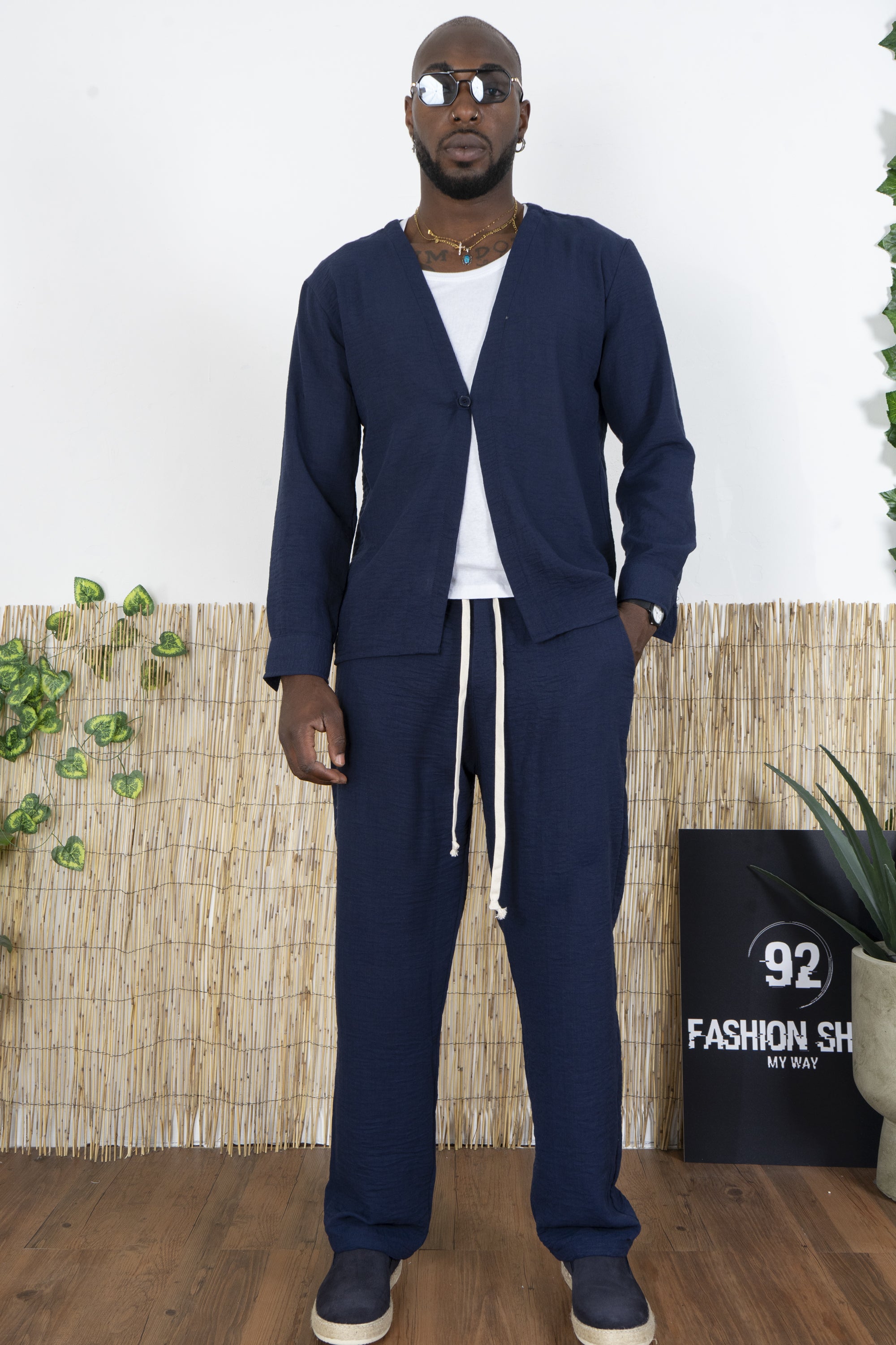 Abito Coordinato Estivo Uomo Monopetto in Tessuto Fiammato Art. Cd115