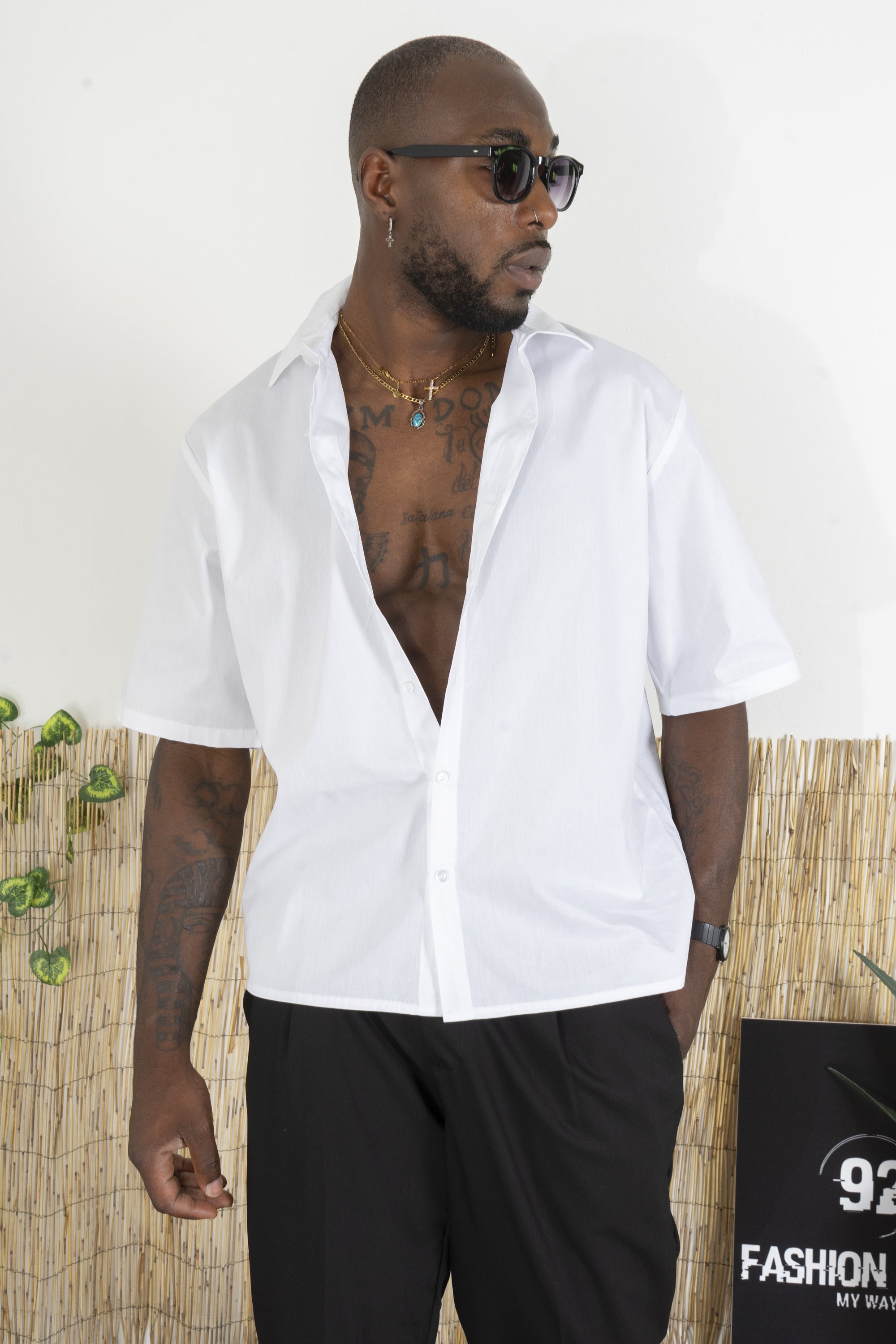 Camicia Uomo Crop Fit Tinta Unita Art. Cm227