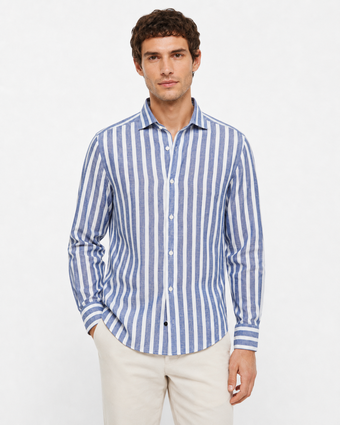 Camicia In Lino Con Riga Larga Art. Cm232