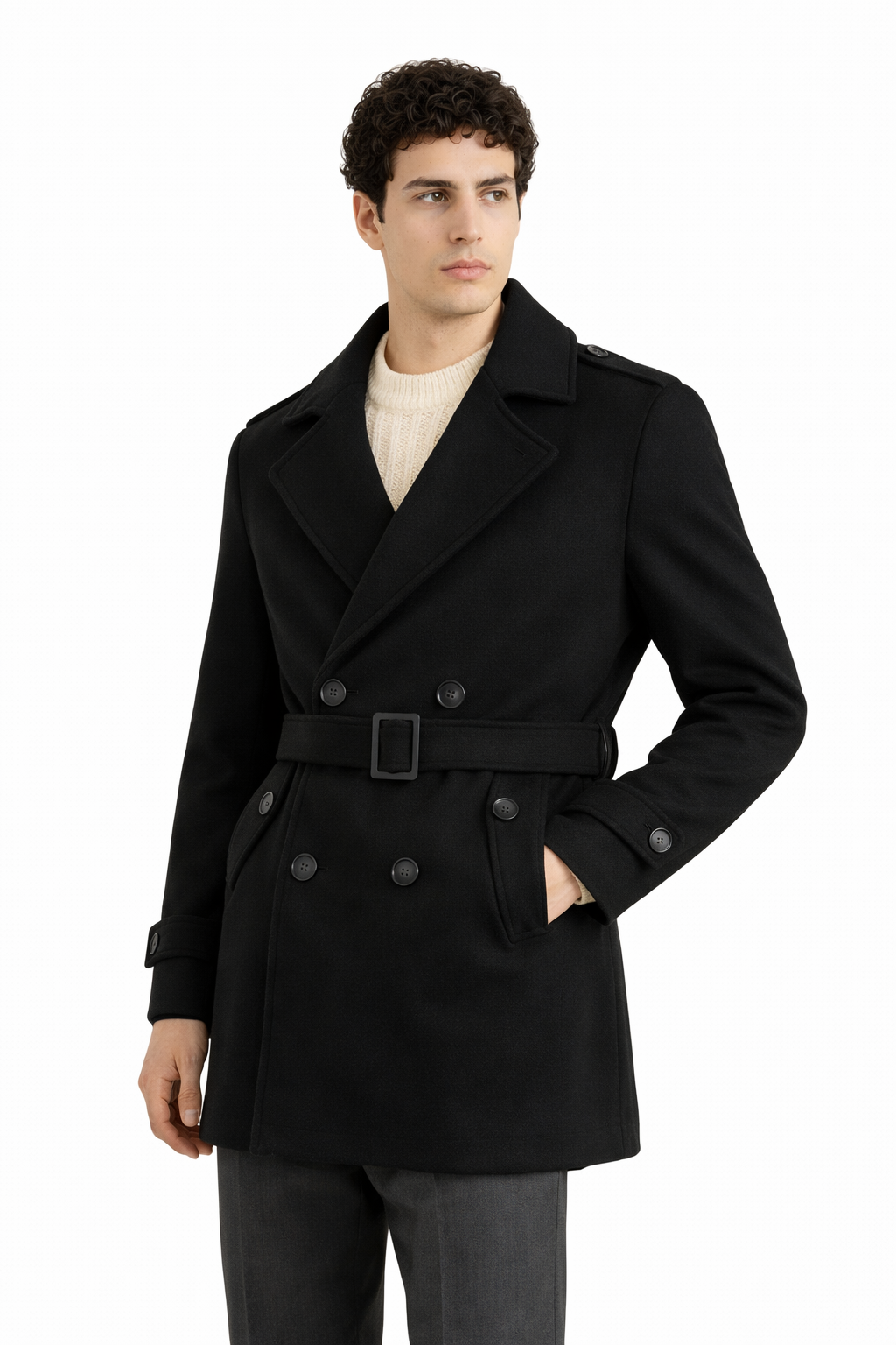 Cappotto Uomo Doppio Petto Con Cintura Art. Cp46