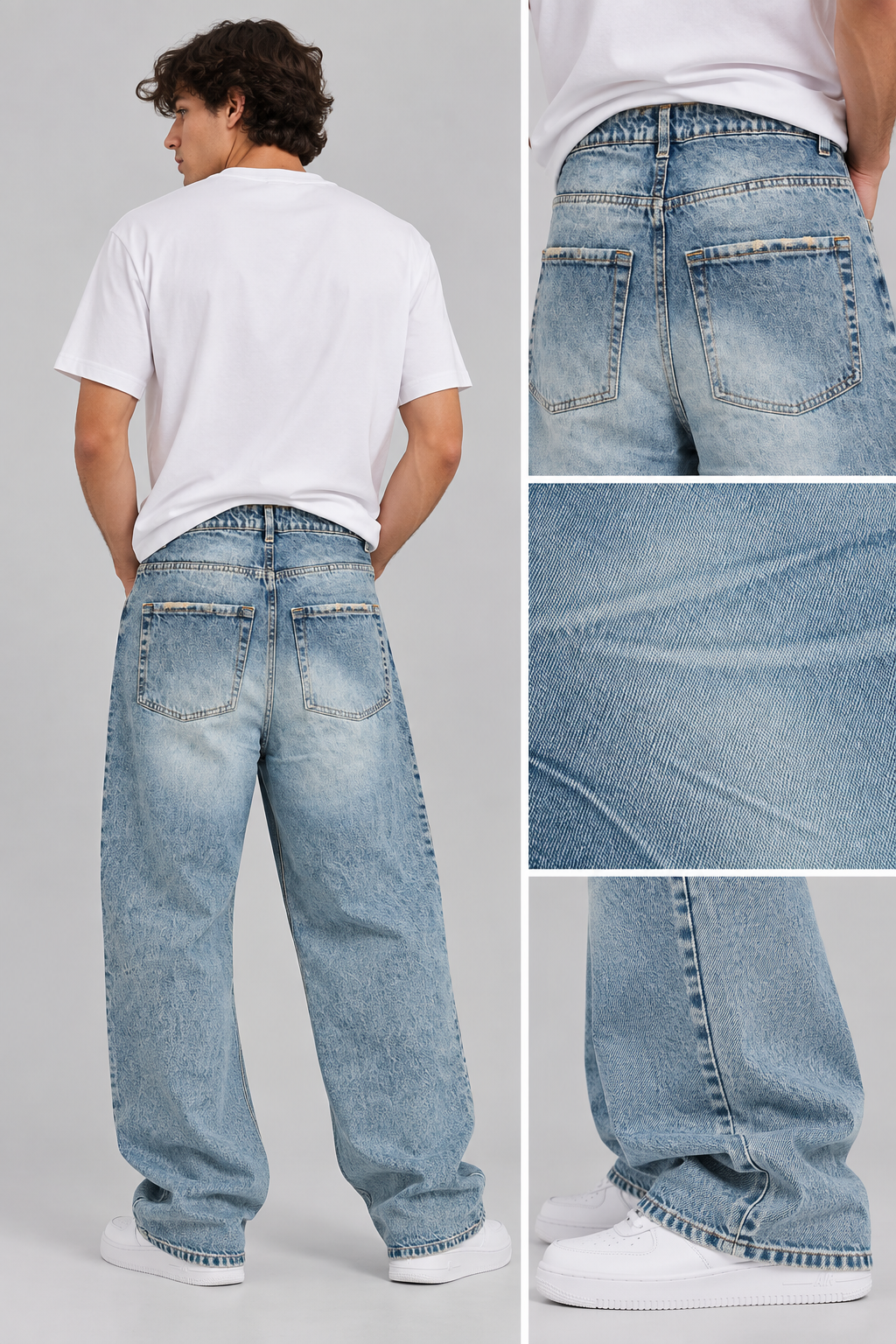 Jeans Uomo Baggy Fit Blu Sabbiato Art. Js593