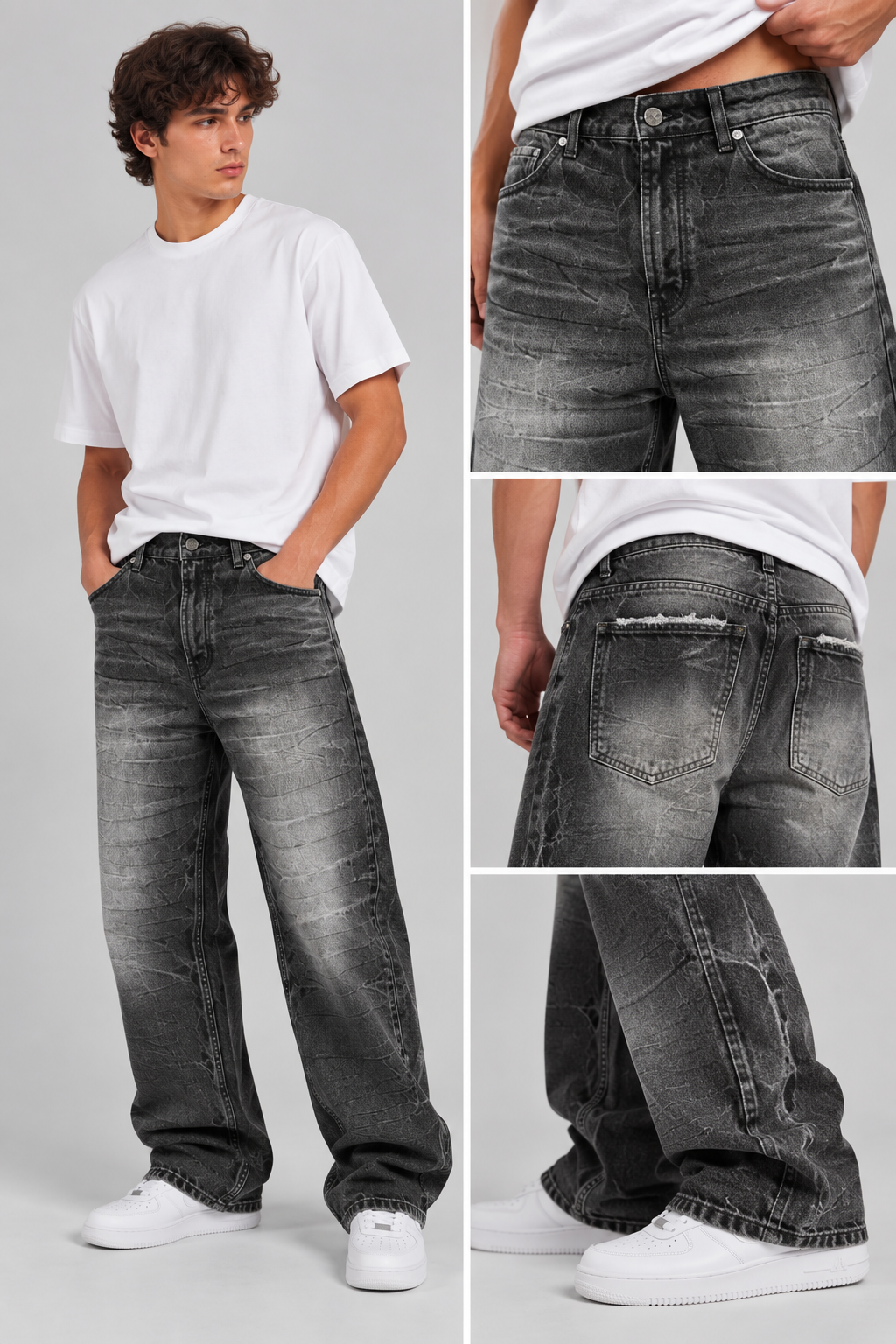 Jeans Baggy Black Graffiato Art. Js591