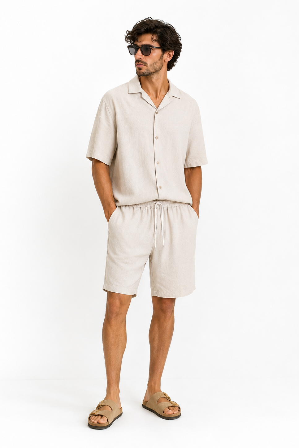 Coordinato in Lino Corto Con Bermuda e camicia Art. Cd135