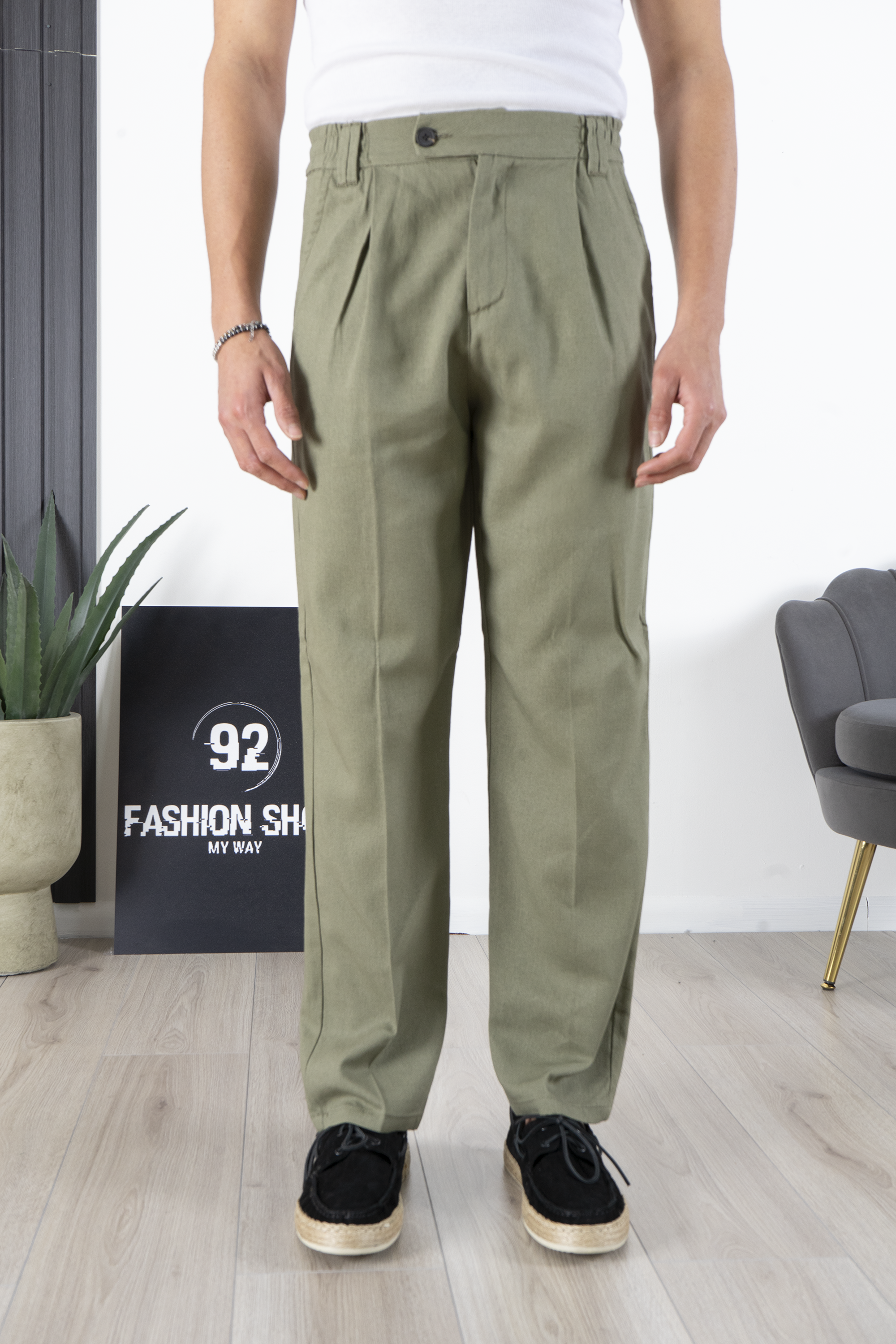 Pantalone in Lino Fondo Ampio Tinta Unita Art. Pt193