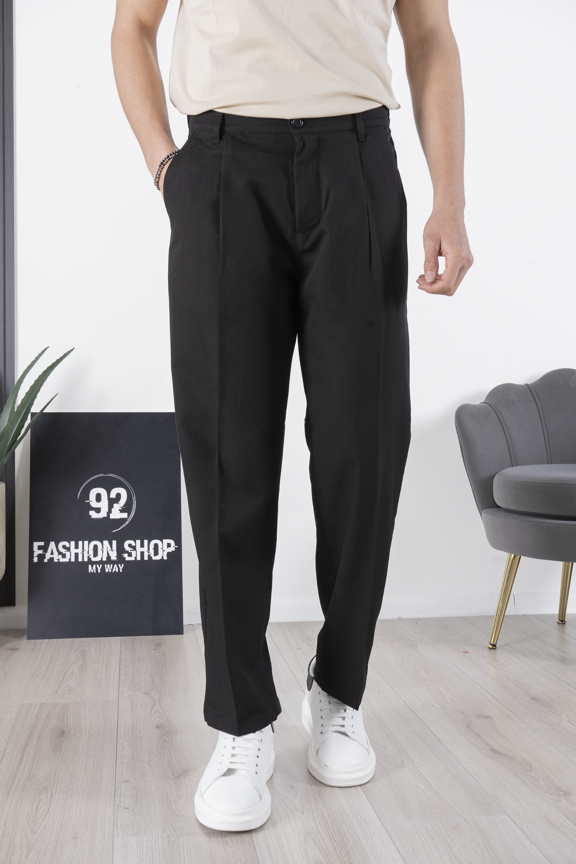 Pantalone Uomo Con bottone elastico Loose Fit Art. Pt173