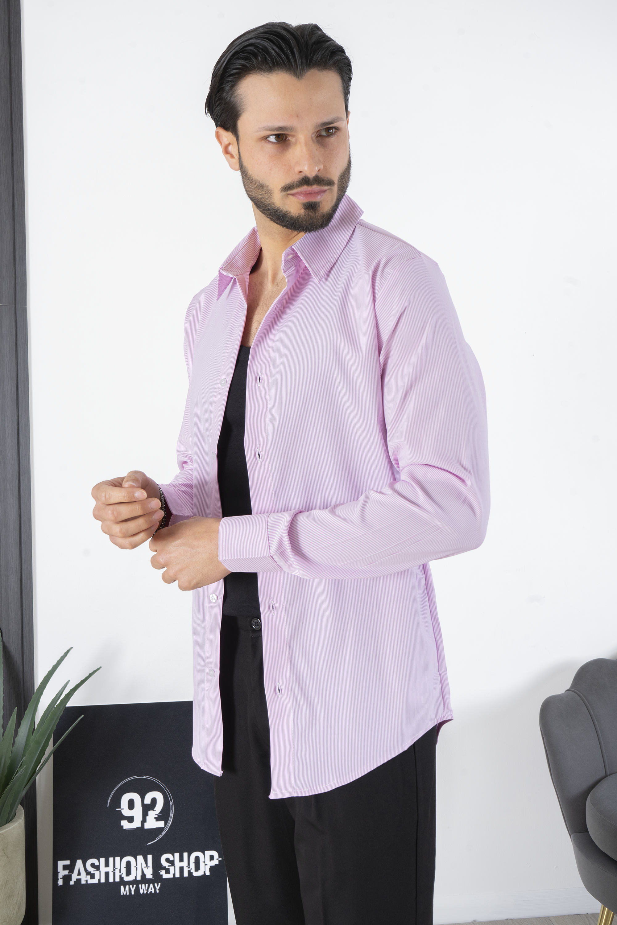 Camicia Uomo Con Fantasia A righe Sottili Art. CM214