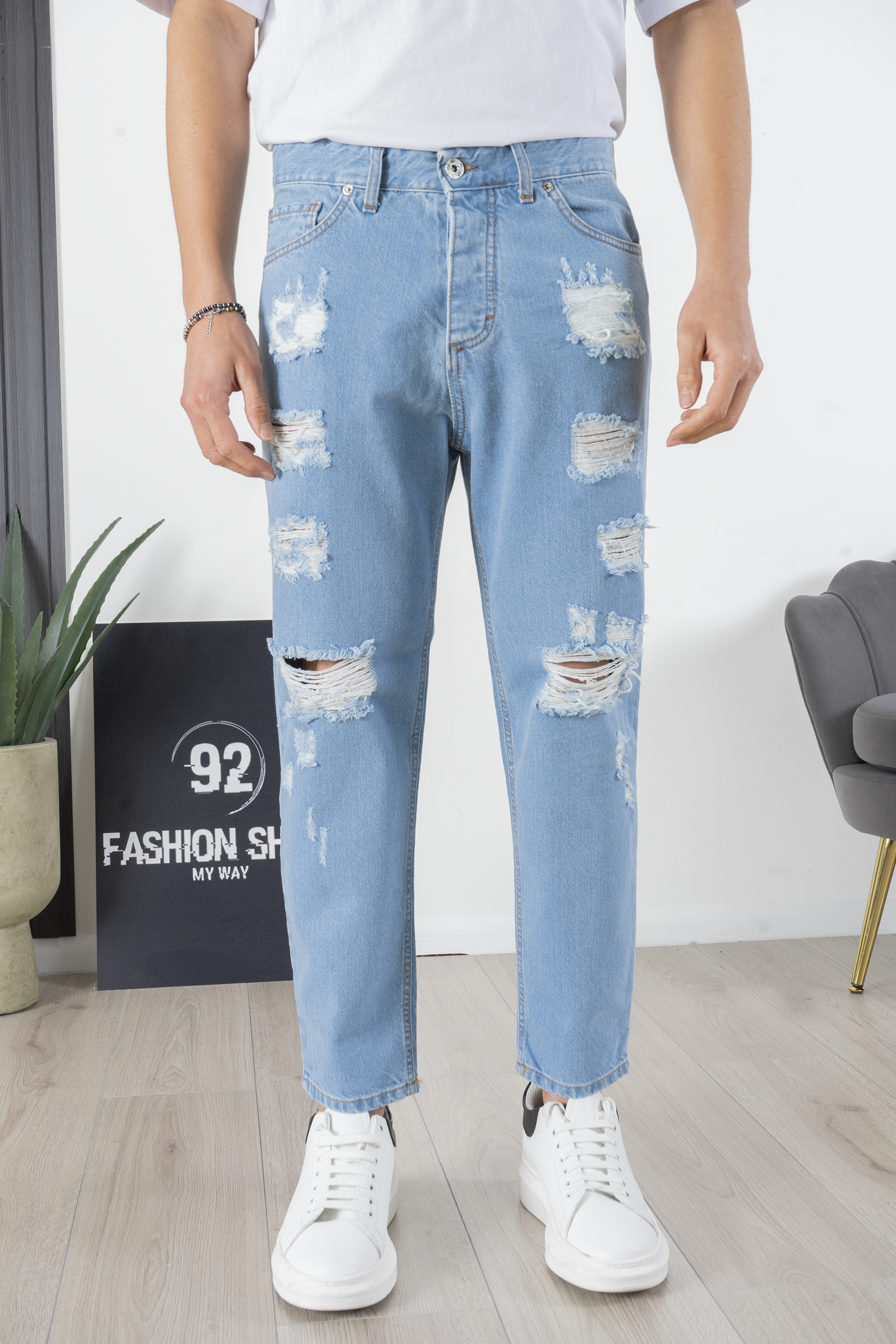 Jeans Uomo Strappi Destroy By 92 Fashion Shop Art. Js274