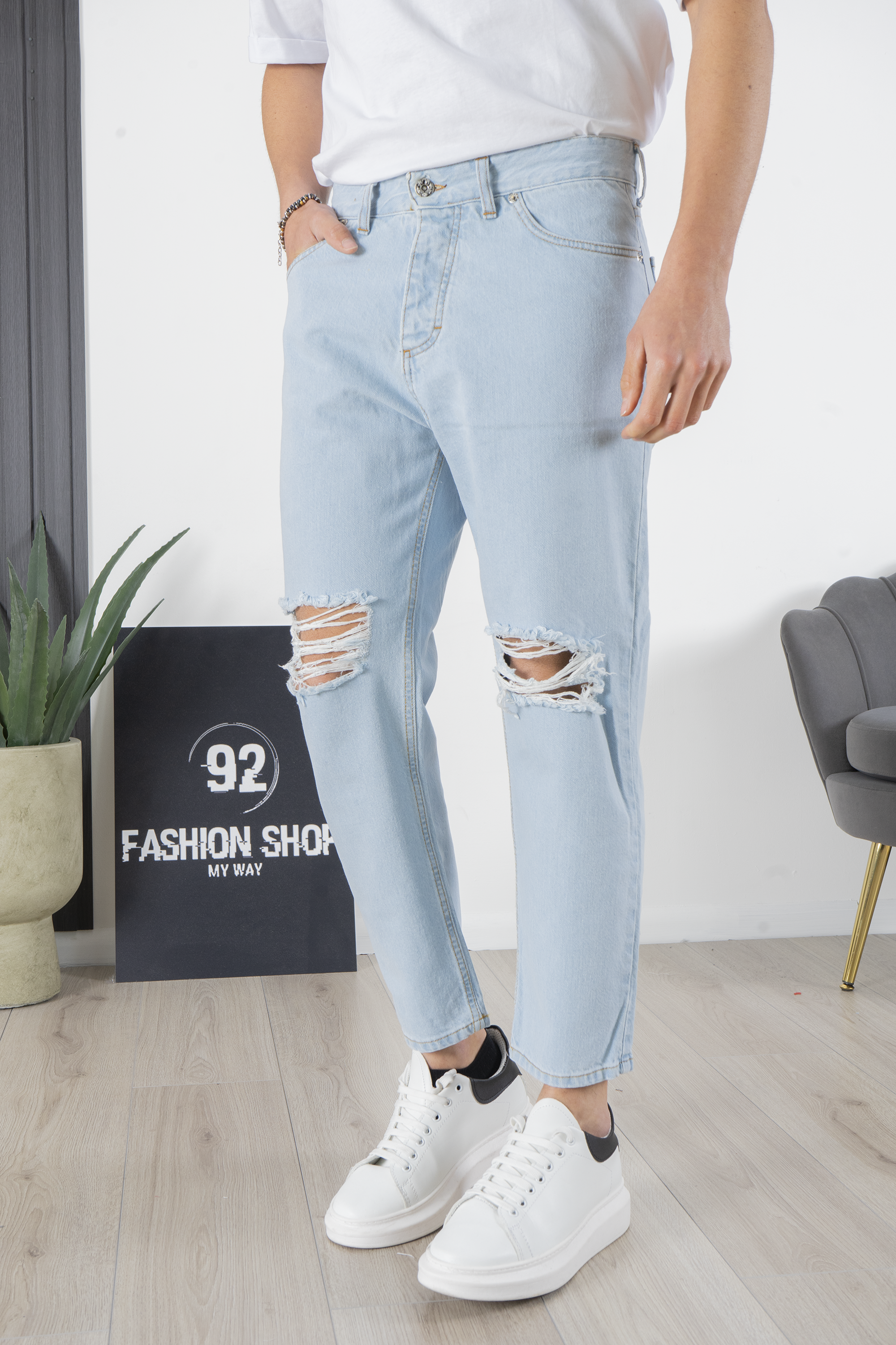 Jeans Uomo Con Strappi alle Ginocchia By 92 Fashion shop Art. JS336