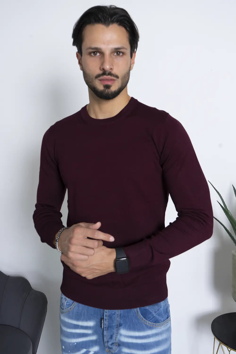 Maglioncino Girocollo In Filo Rasato Slim Fit Art. Mg147