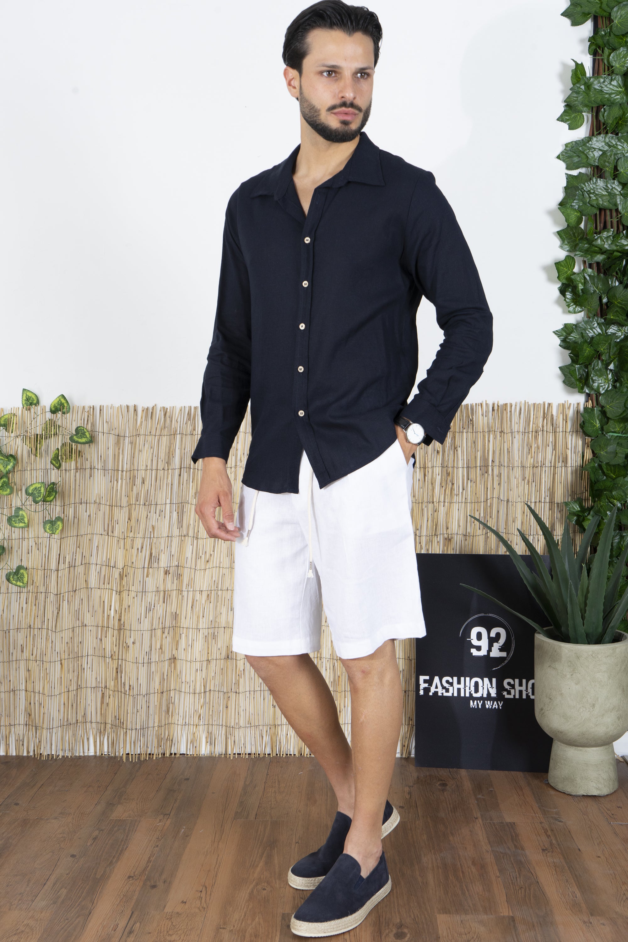 Camicia In Lino Con colletto Tinta Unita Art. Cm198