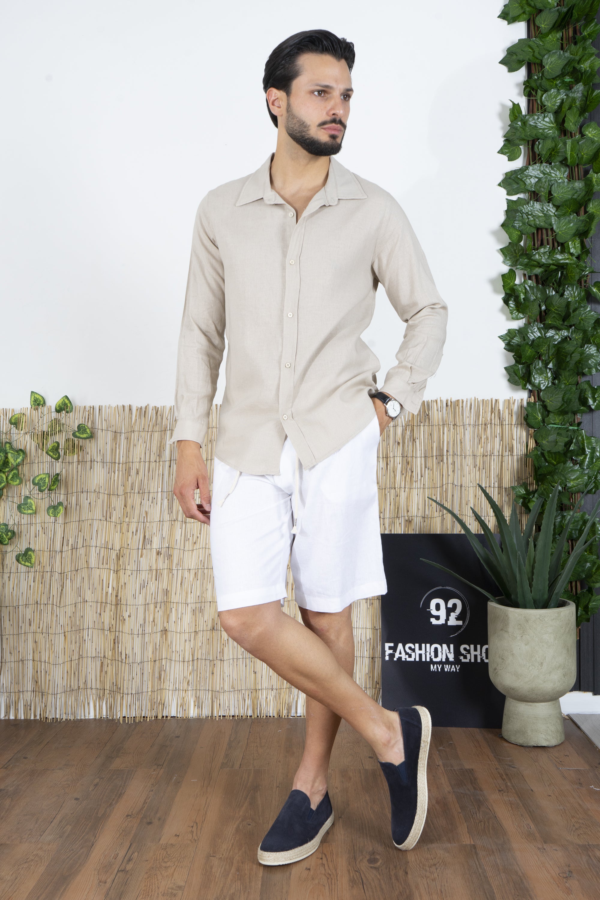 Camicia In Lino Con colletto Tinta Unita Art. Cm198