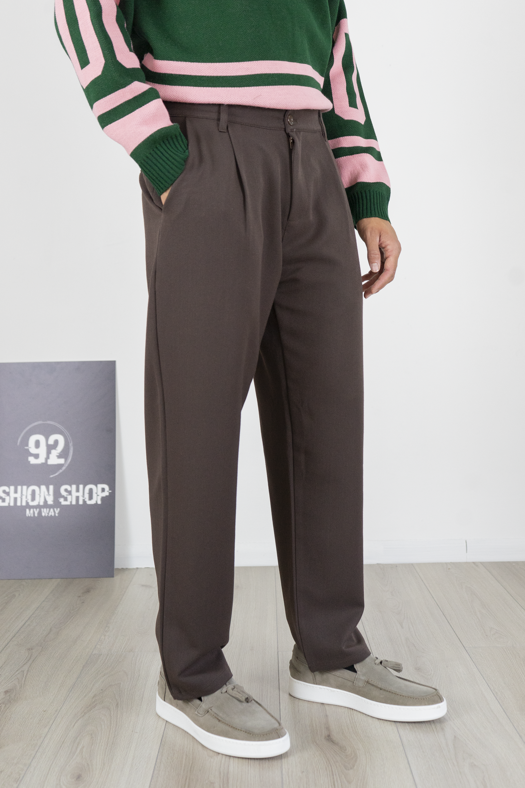 Pantalone Uomo Con bottone elastico Loose Fit Art. Pt173