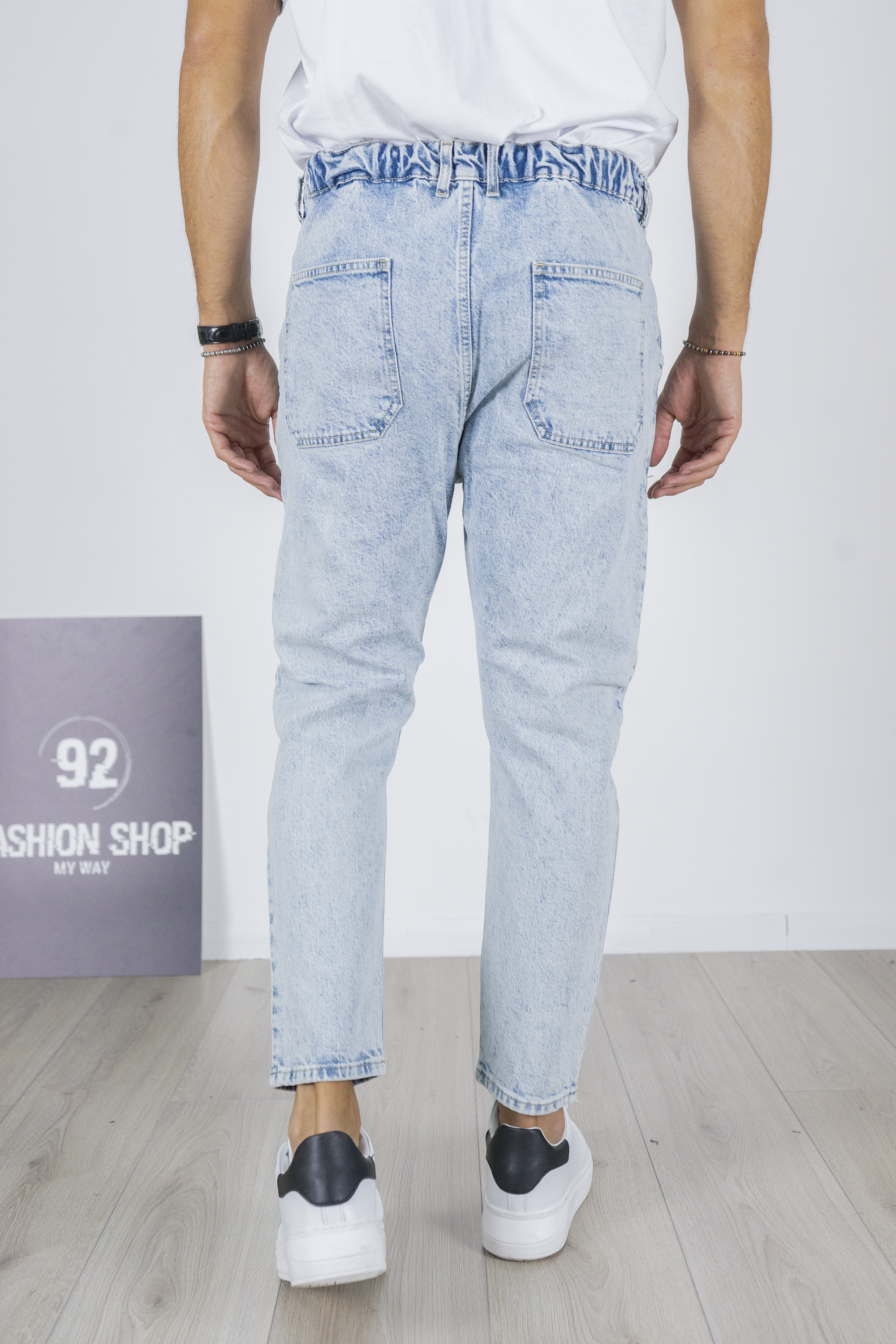 Jeans Uomo Sabbiato Regular Con Elastico sul retro Art. Js538