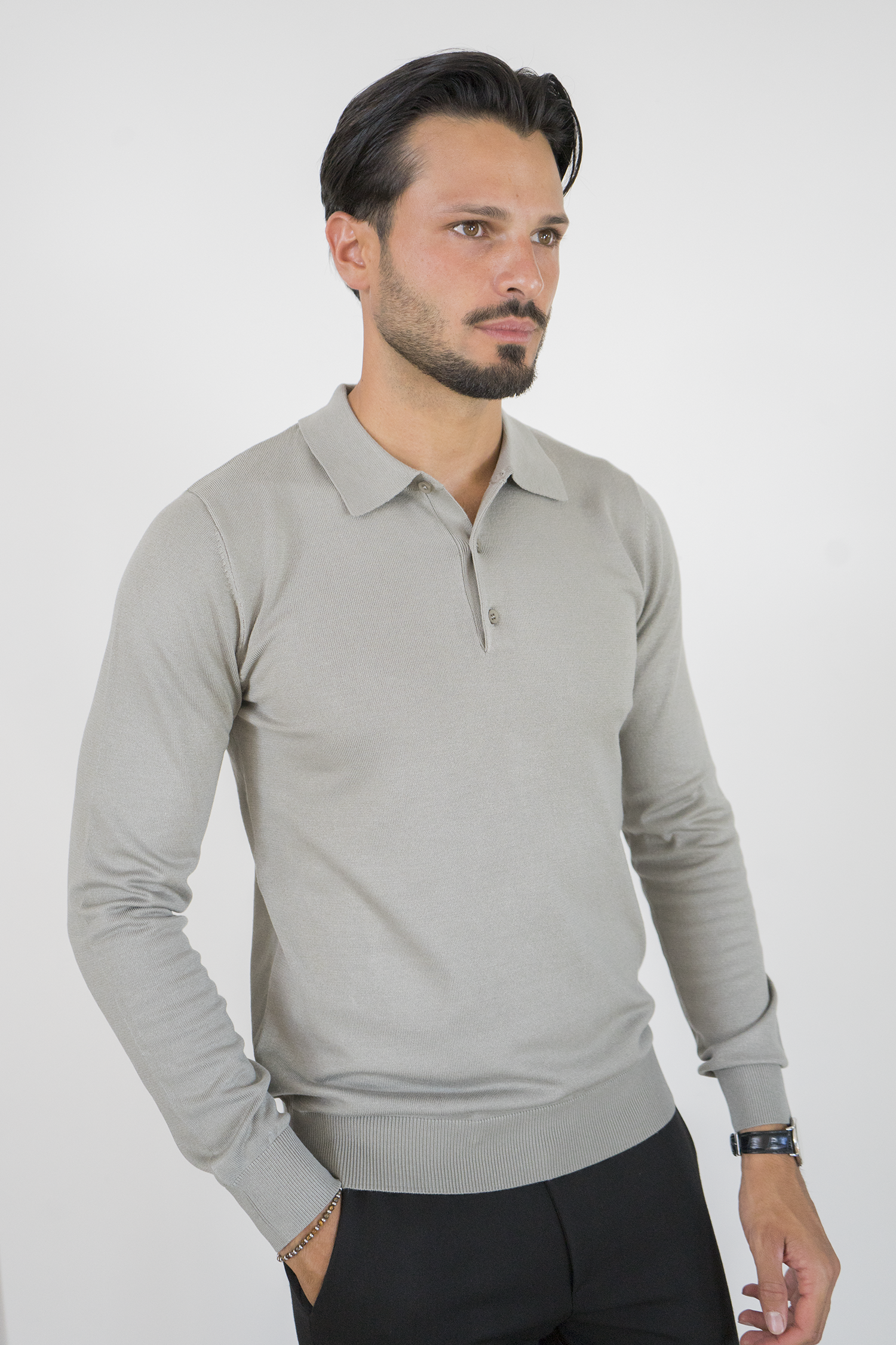 Maglioncino Polo In Filo Rasato Con Bottoni Art. MG149