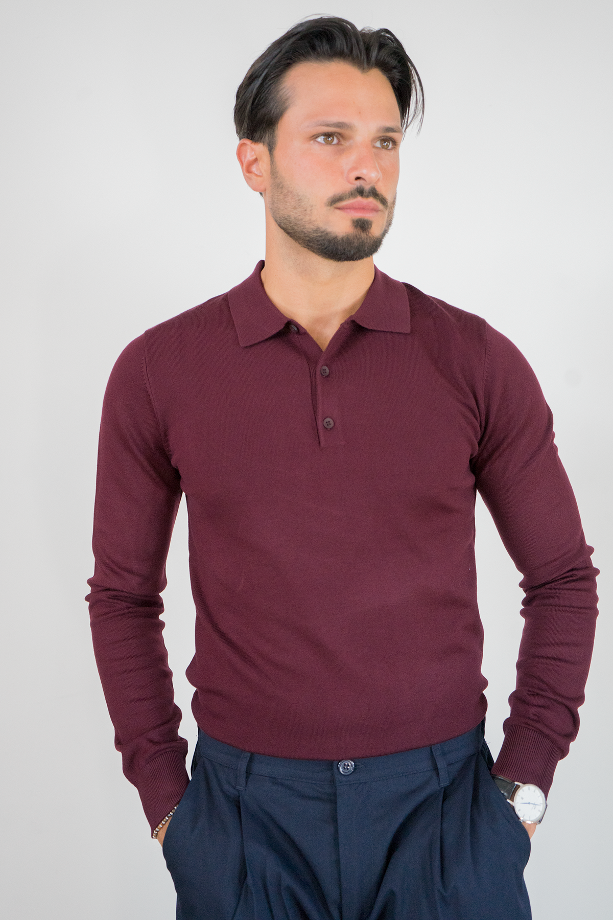 Maglioncino Polo In Filo Rasato Con Bottoni Art. MG149