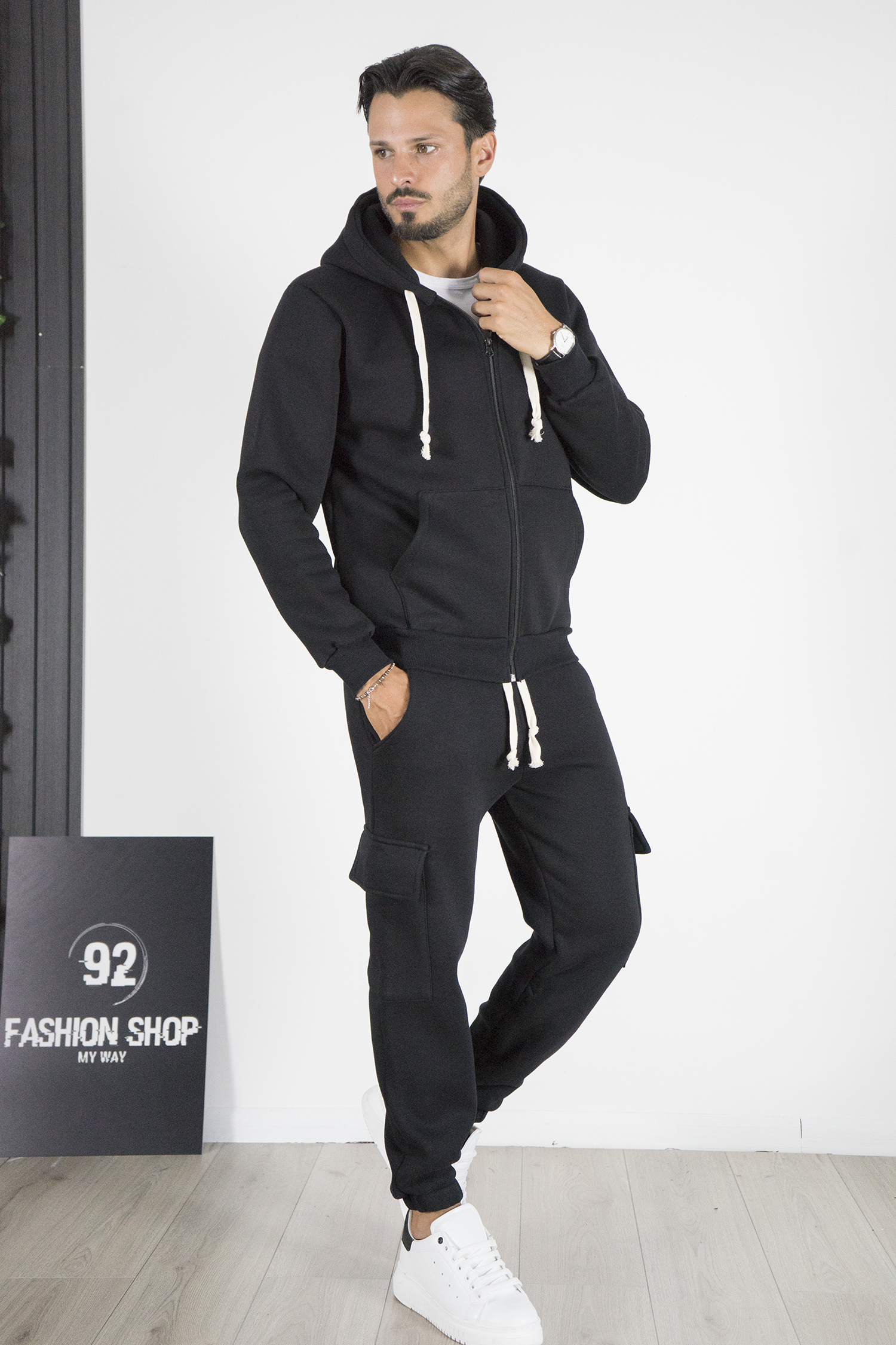 Completo Tuta Uomo con Felpa Zip e Pantalone Cargo Art. Tt110