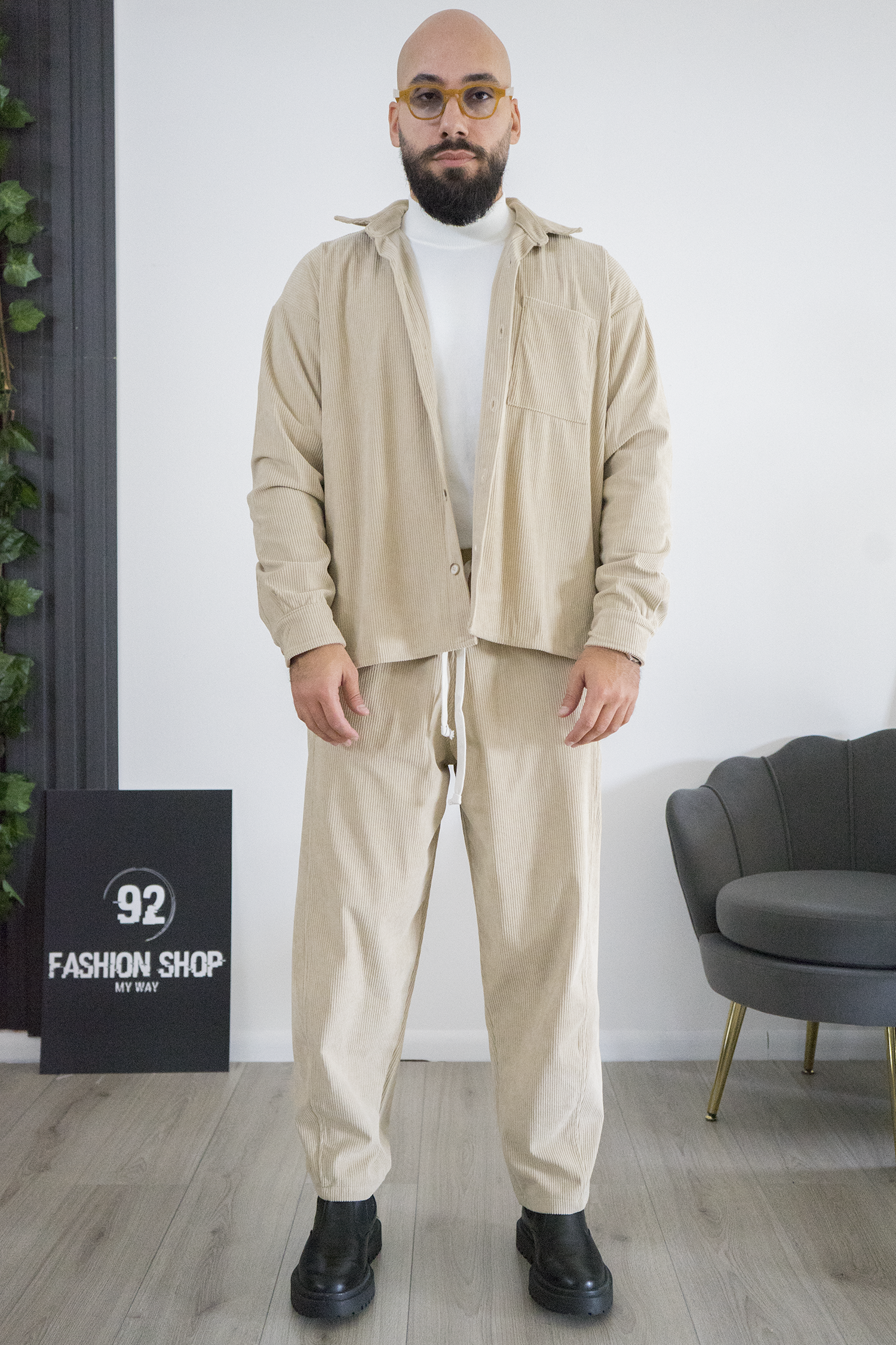 Completo Uomo in Velluto a Coste Camicia e Pantalone Art. Cd124