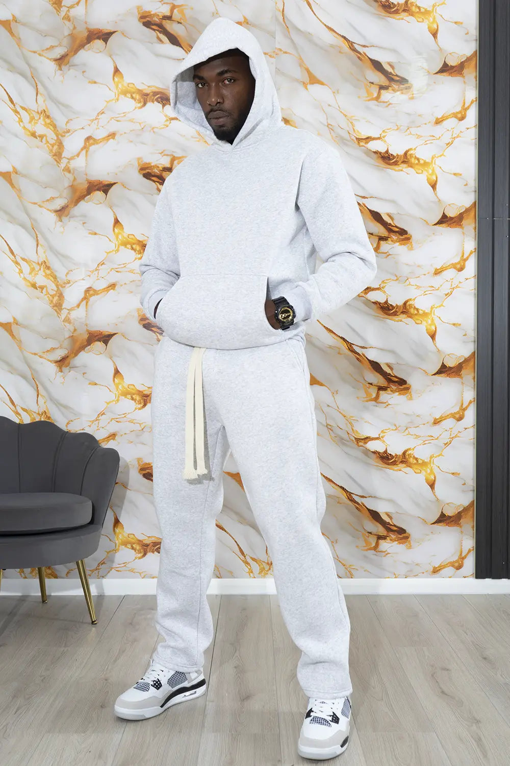 Tuta uomo Completo Baggy Felpato Con Cappuccio Fondo Largo 92