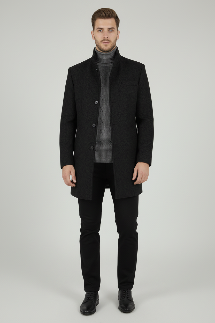 Cappotto Uomo Giacca Monopetto Collo Alto Art. Cp15