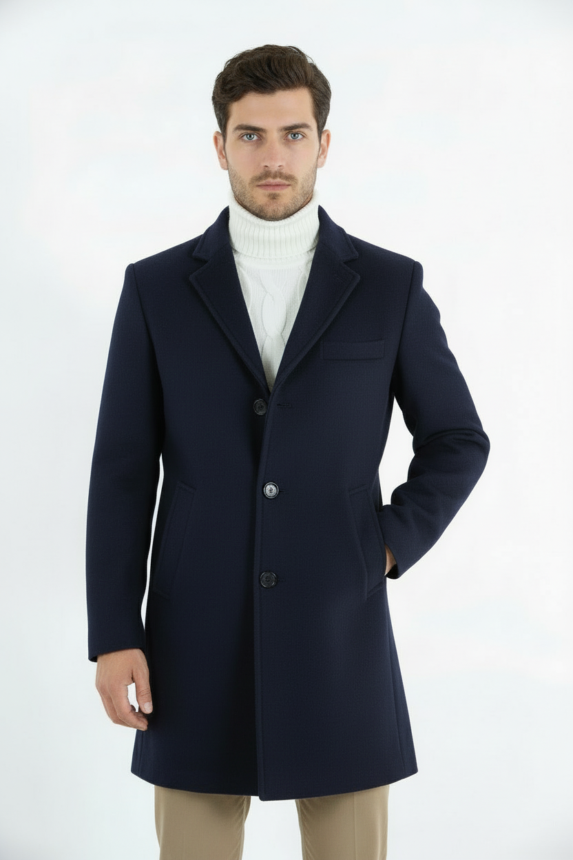 Cappotto Uomo Baronetto Collo Reverse Tinta Unita Art. Cp24