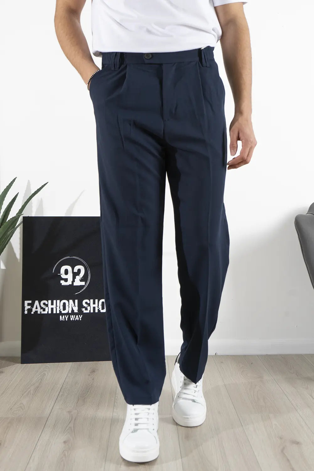 Pantalone Uomo Con Bottone Laterale Fondo Ampio Art. Pt186