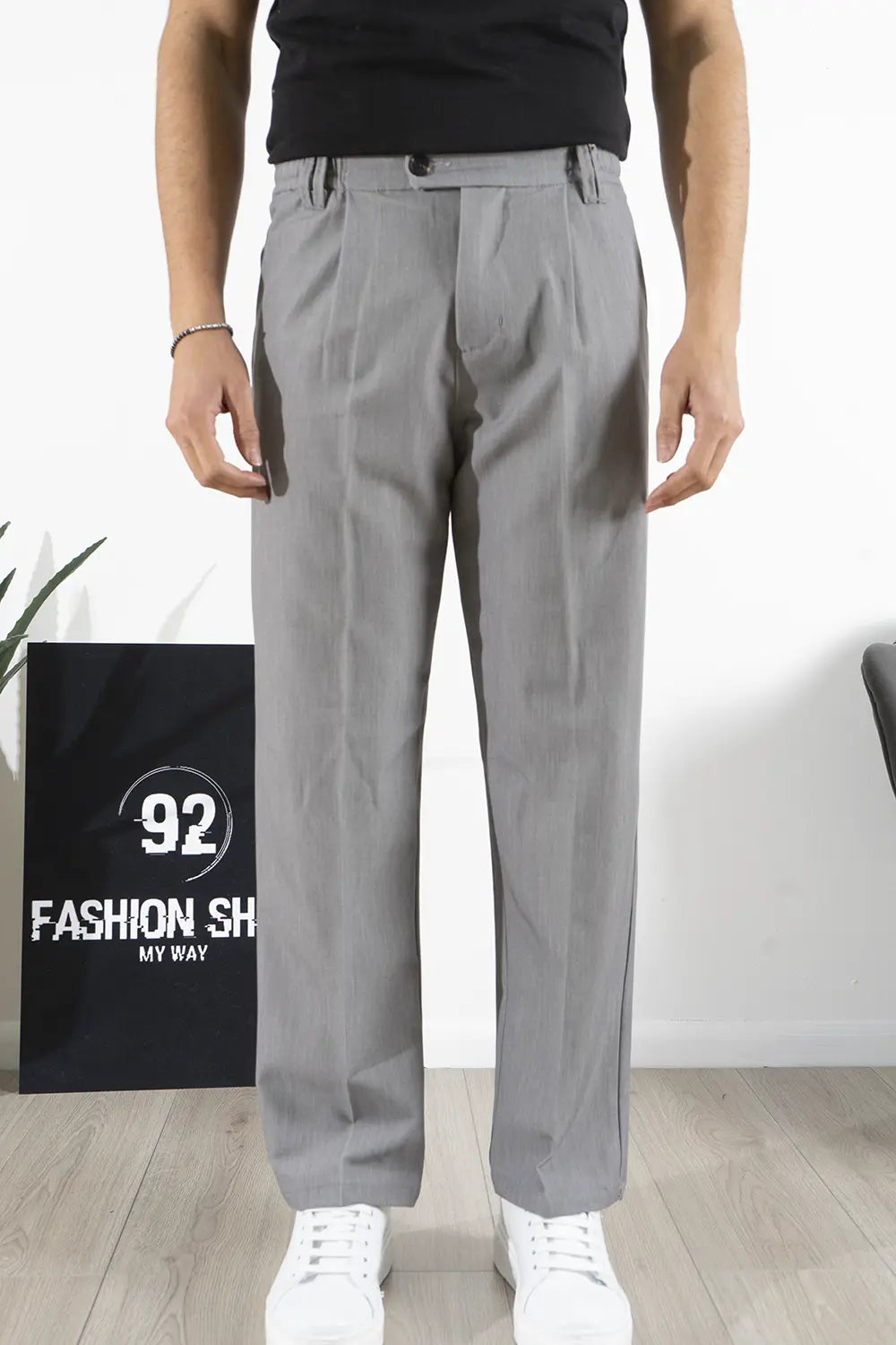 Pantalone Uomo Con Bottone Laterale Fondo Ampio Art. Pt186