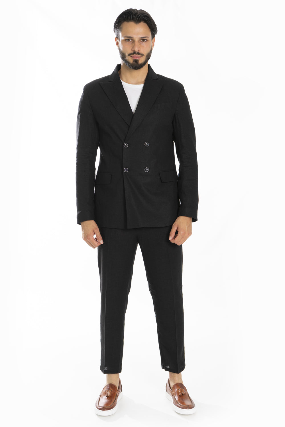 Abito Uomo Completo In Lino Doppio Petto 4 bottoni Art. AB08