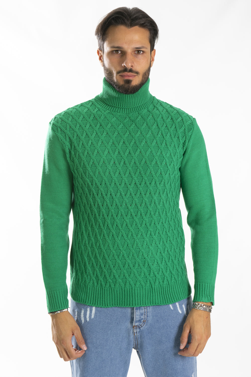 Verde Militare Maglione Dolcevita Uomo Verde MAGLIONE Conviennent