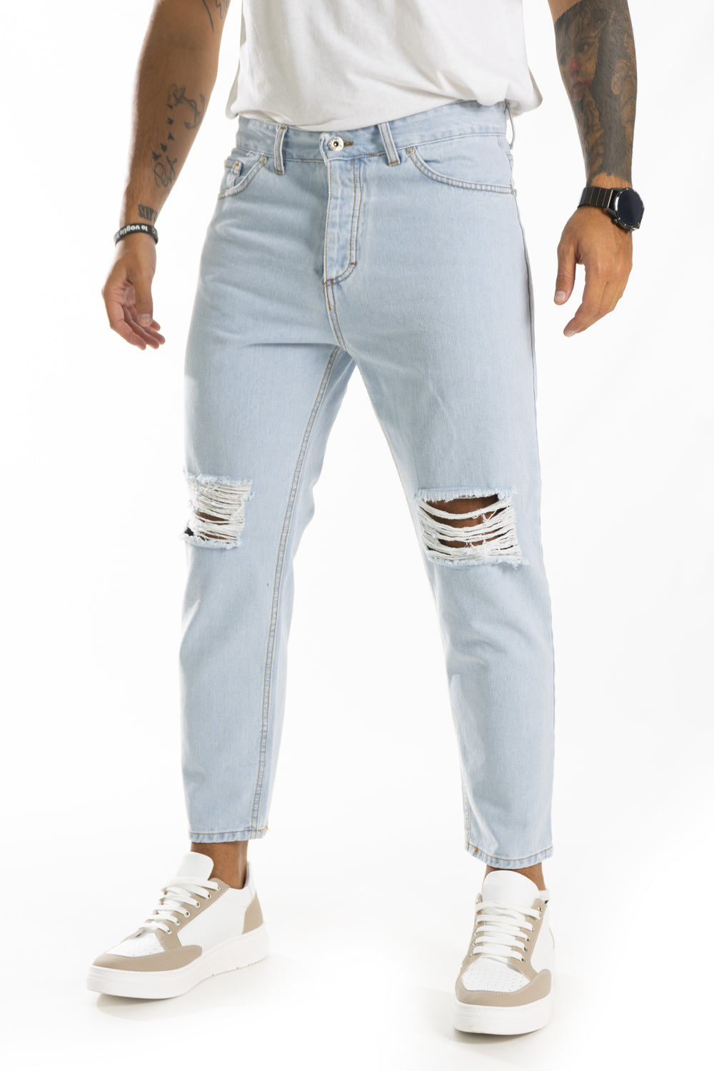 Jeans Uomo Tapered Fit Con Strappi Art. JS336