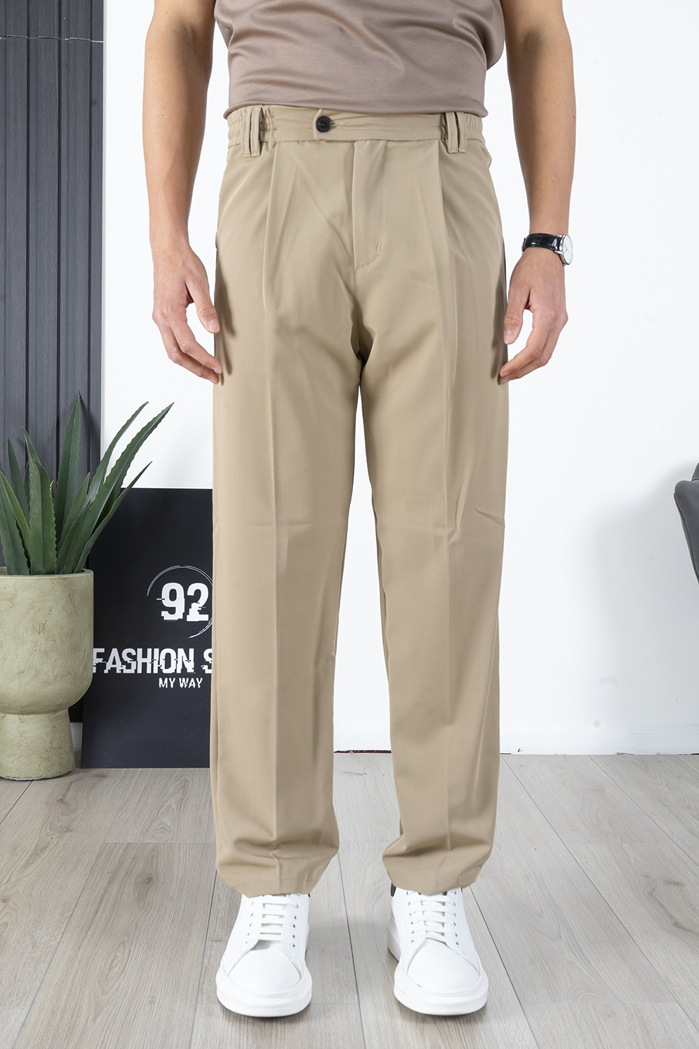 Pantalone Uomo Con Bottone Laterale Fondo Ampio Art. Pt186