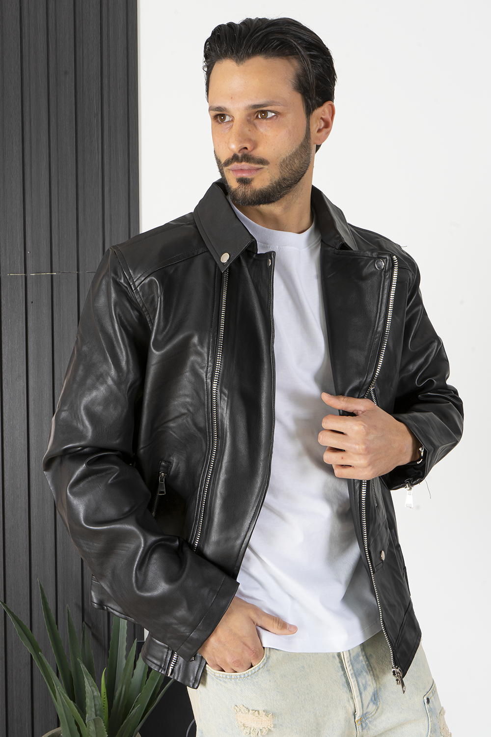 Giubbotto Giacca Uomo Ecopelle Bikers Chiodo Art. Gb07