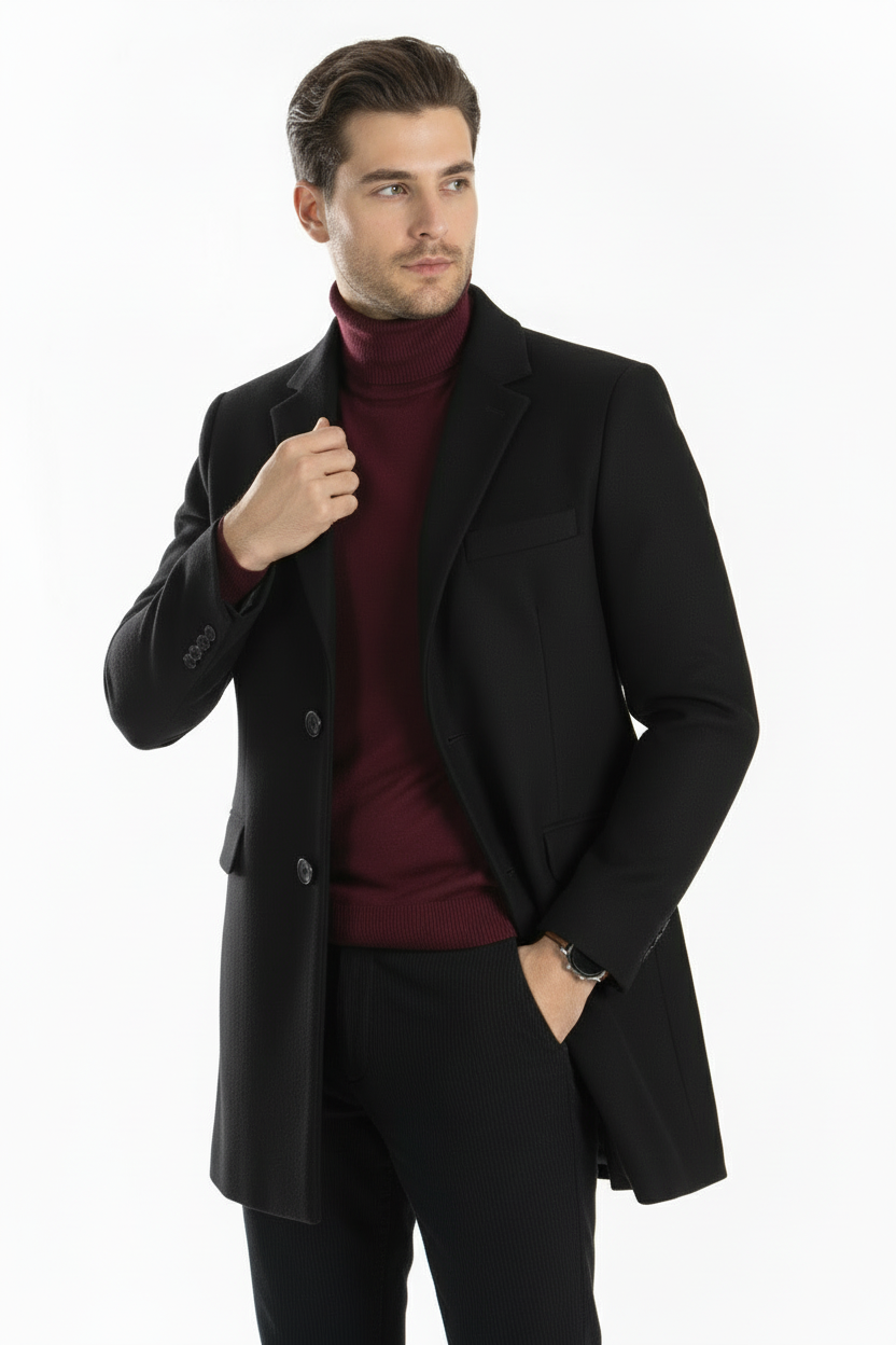 Cappotto Uomo Scollo V Monopetto con Taschino Art. Cp34