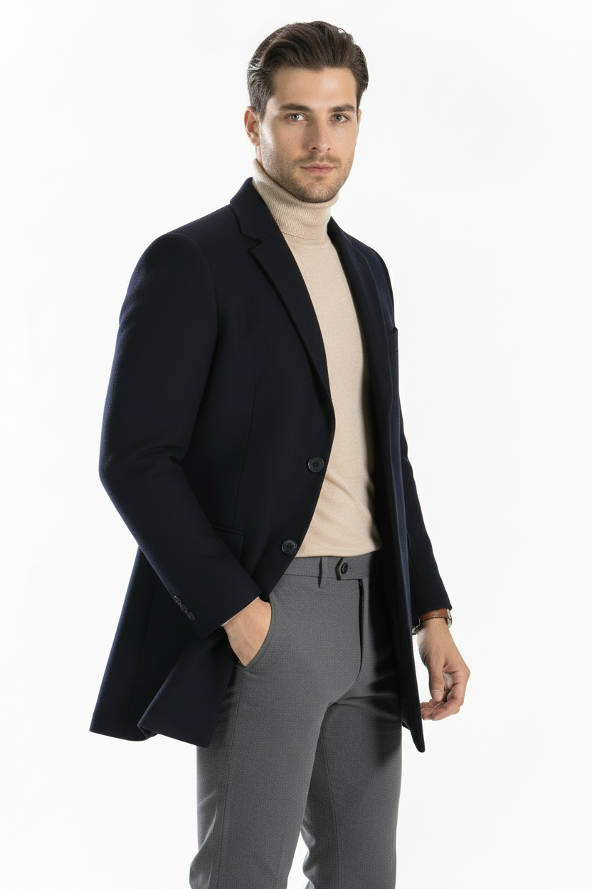 Cappotto Uomo Scollo V Monopetto con Taschino Art. Cp34