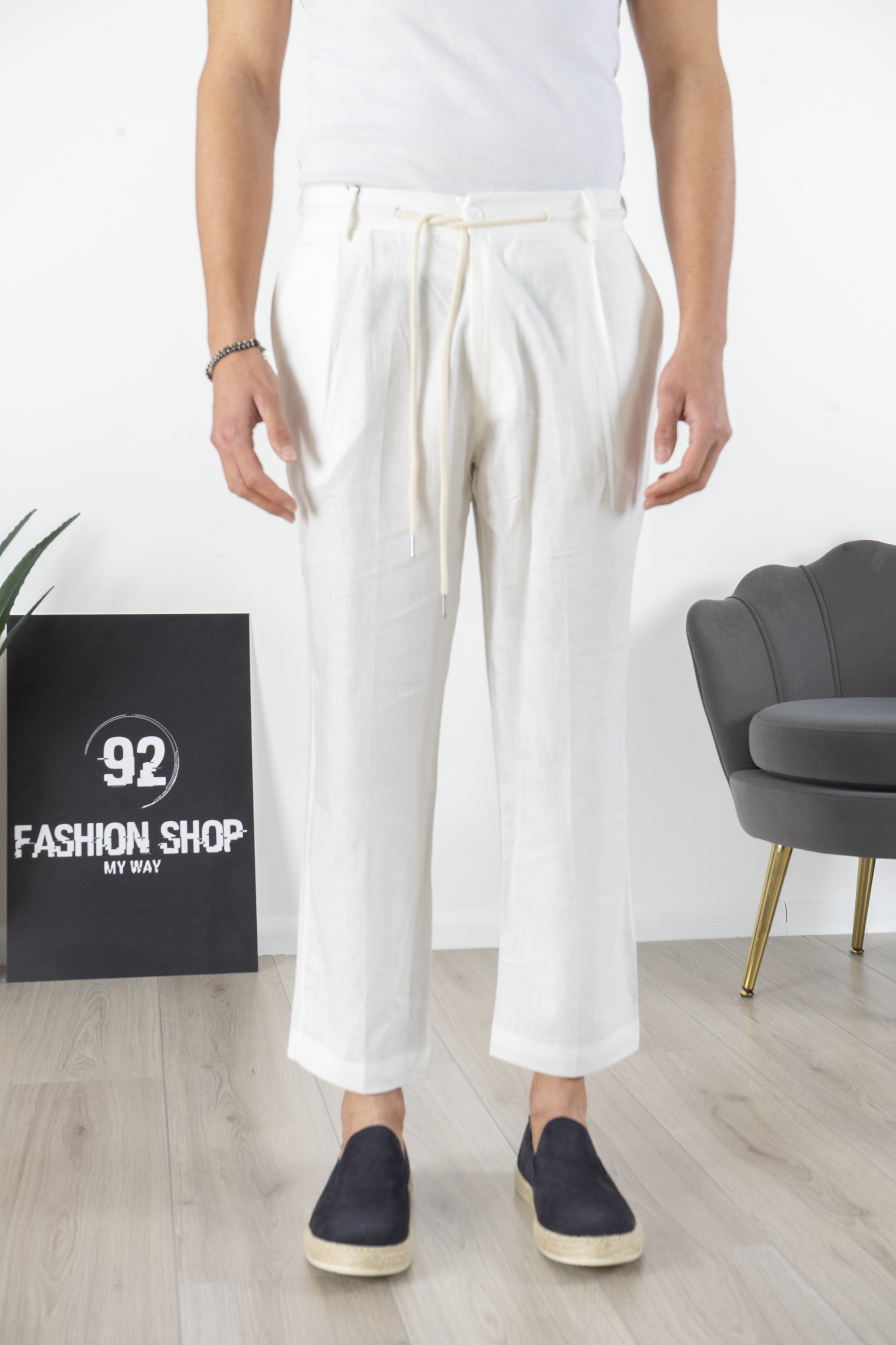 Pantalone In Lino Con Bottone e Coulisse Art. PT192