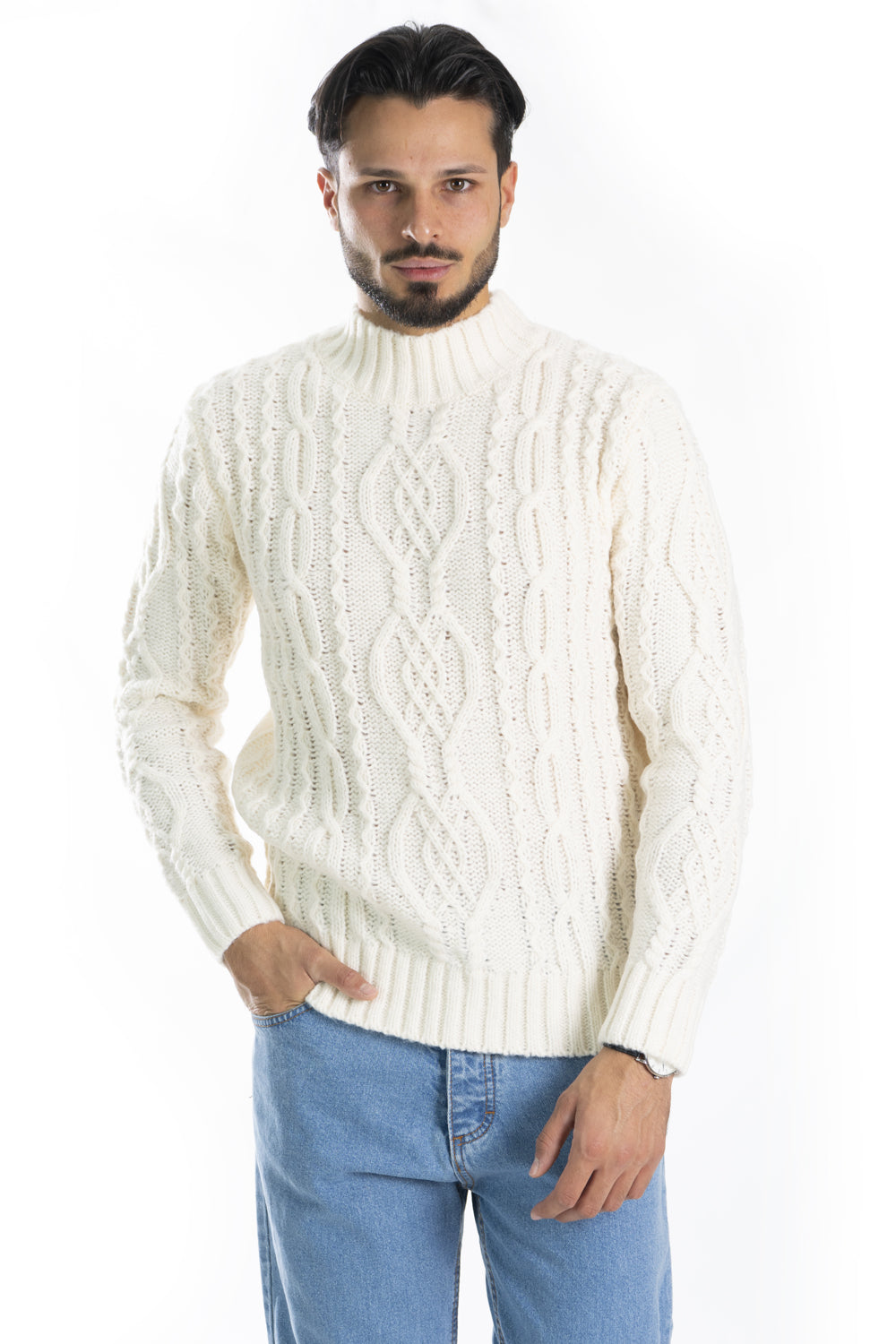 Maglione Uomo Lana Mezzo Collo Fantasia Rombi Art. Mg132