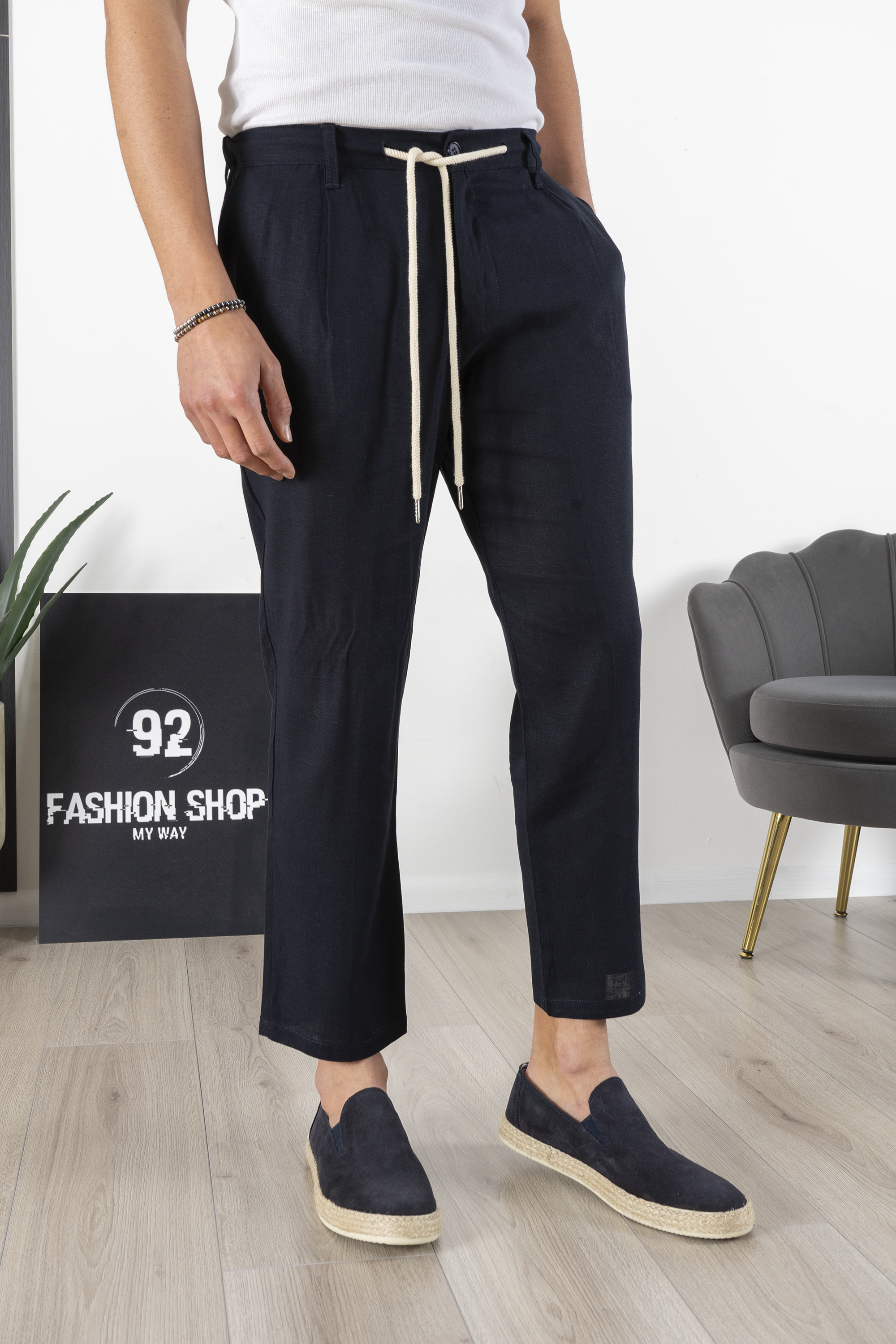 Pantalone In Lino Con Bottone e Coulisse Art. PT192