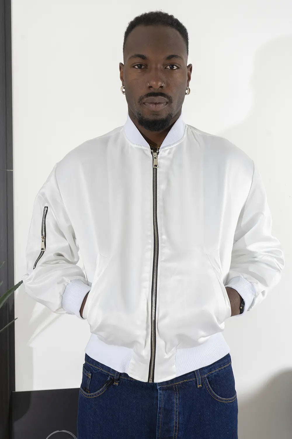 Giubbotto Uomo Bomber Effetto Raso Collo Coreano Art. Gb94