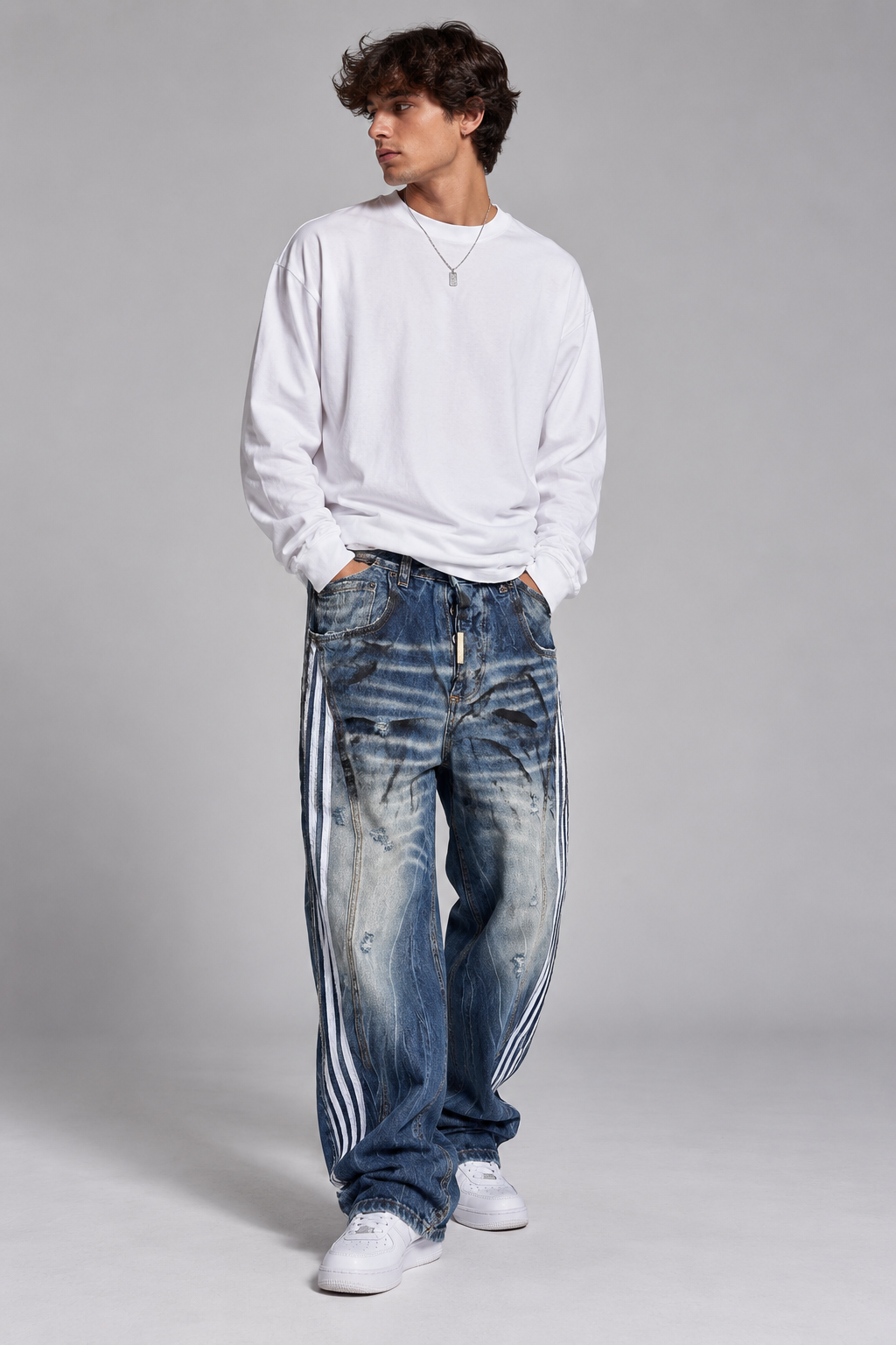 Jeans Super Baggy Con Banda laterale Art. Js577