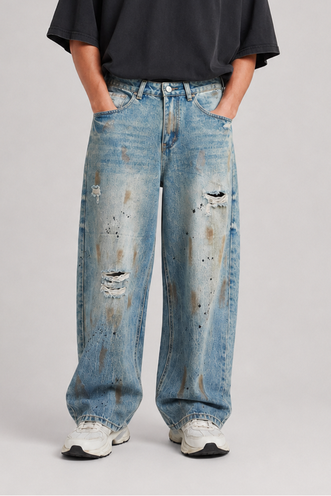Jeans Baggy Effetto Used Art. Js575