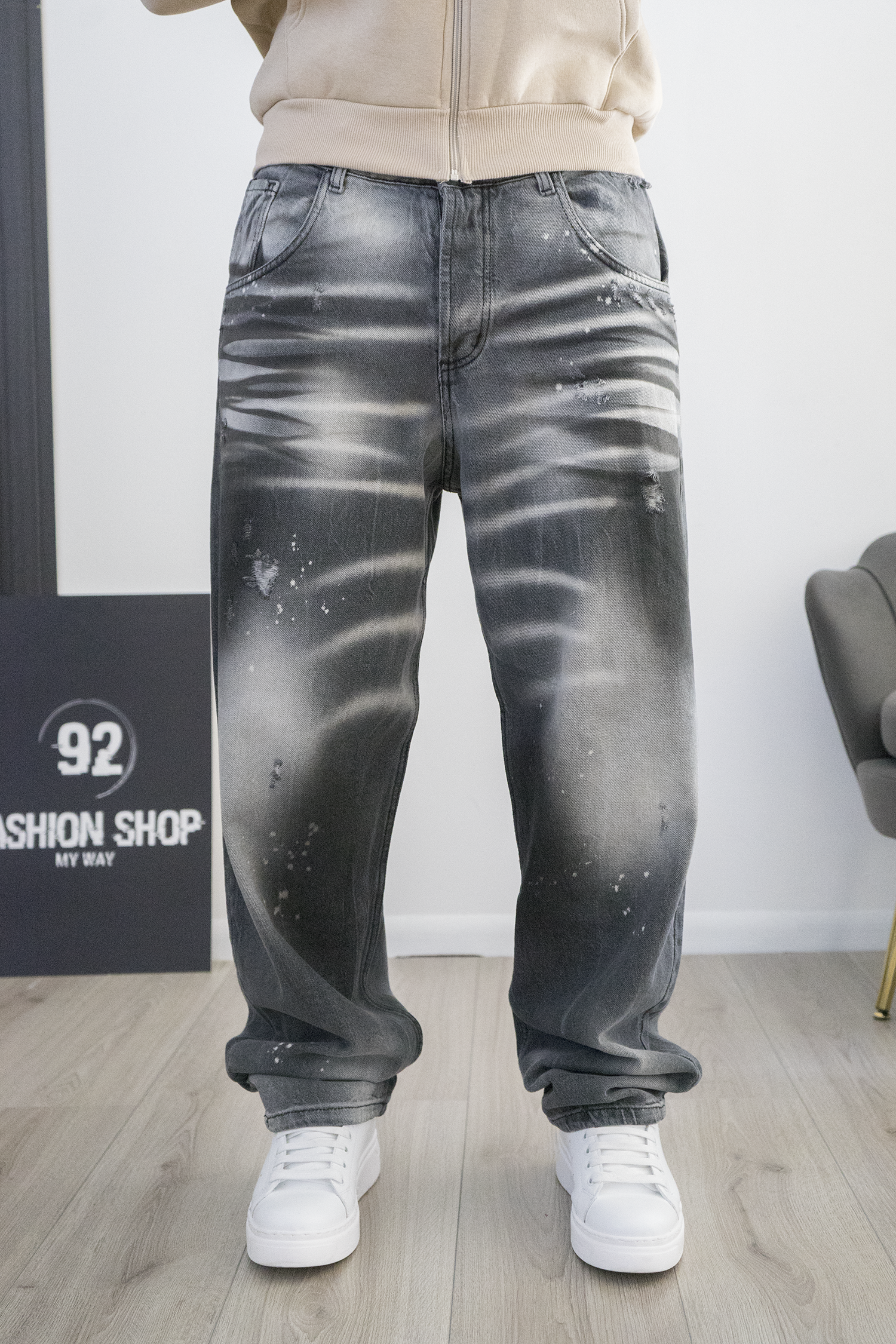 Jeans Uomo Oversize Baggy Fit Effetto Washed Art. JS554