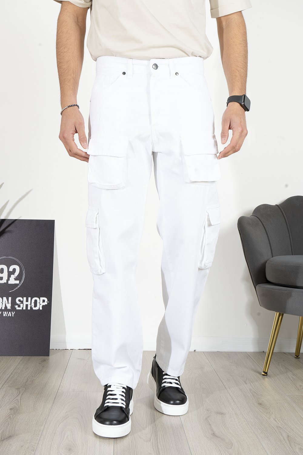 Jeans Uomo Cargo Baggy Fit con Tasche Laterali Art. Js521