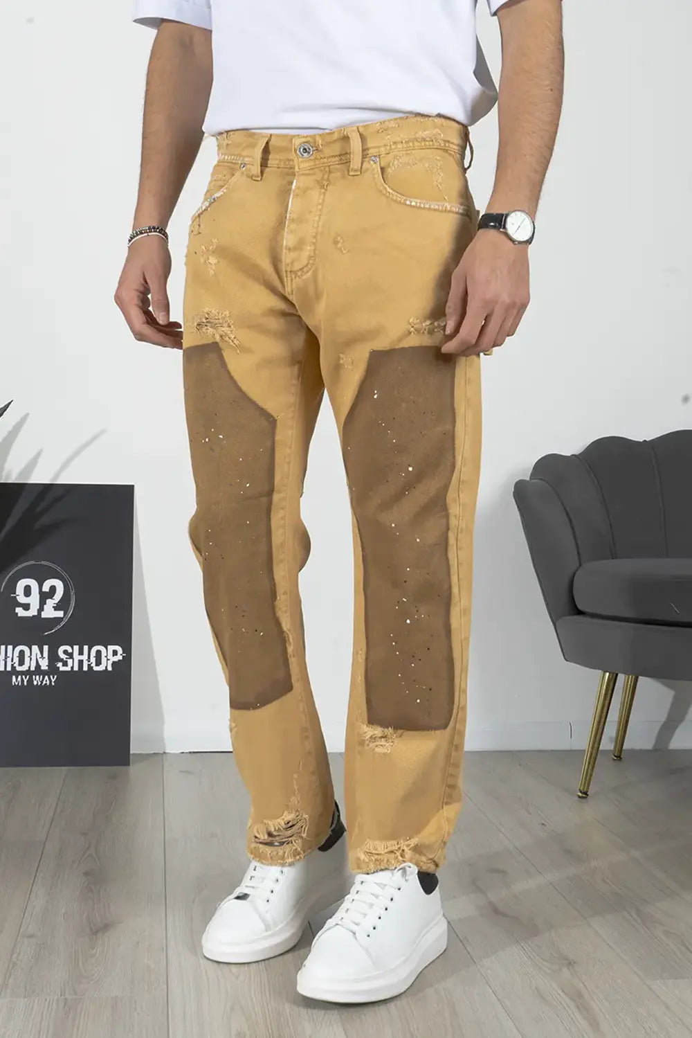 Jeans Carpenter Distressed e Patches Straight Fit Art. Js528