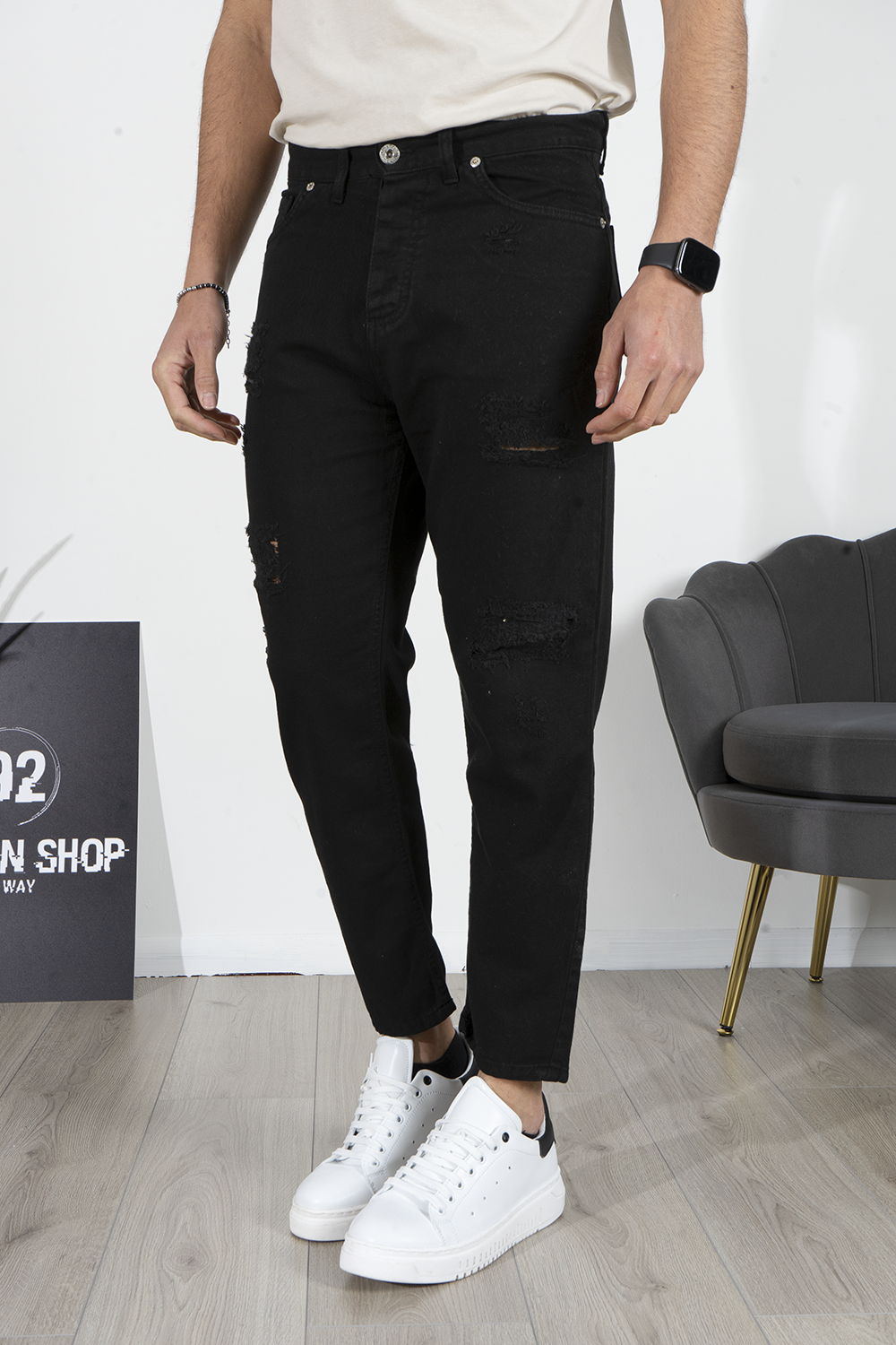 Jeans Uomo 5 Tasche Strappi e Abrasioni Art. Js201