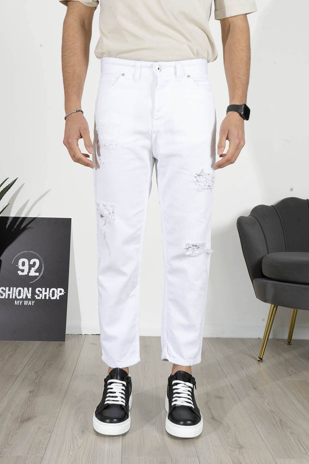 Jeans Uomo 5 Tasche Strappi e Abrasioni Art. Js201