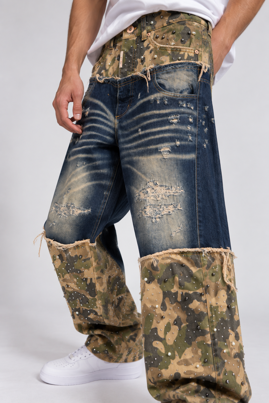 Jeans Army Con Strass Super Baggy Art. Js576