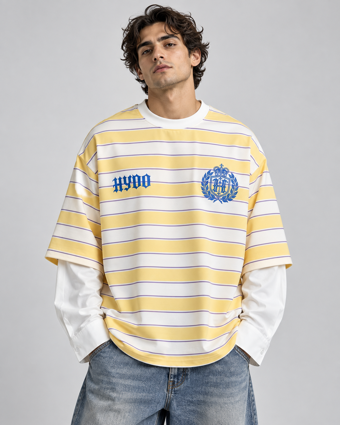 Loong Sleeve Bicolore a Fasce Con Manica Camicia Art. Ts330