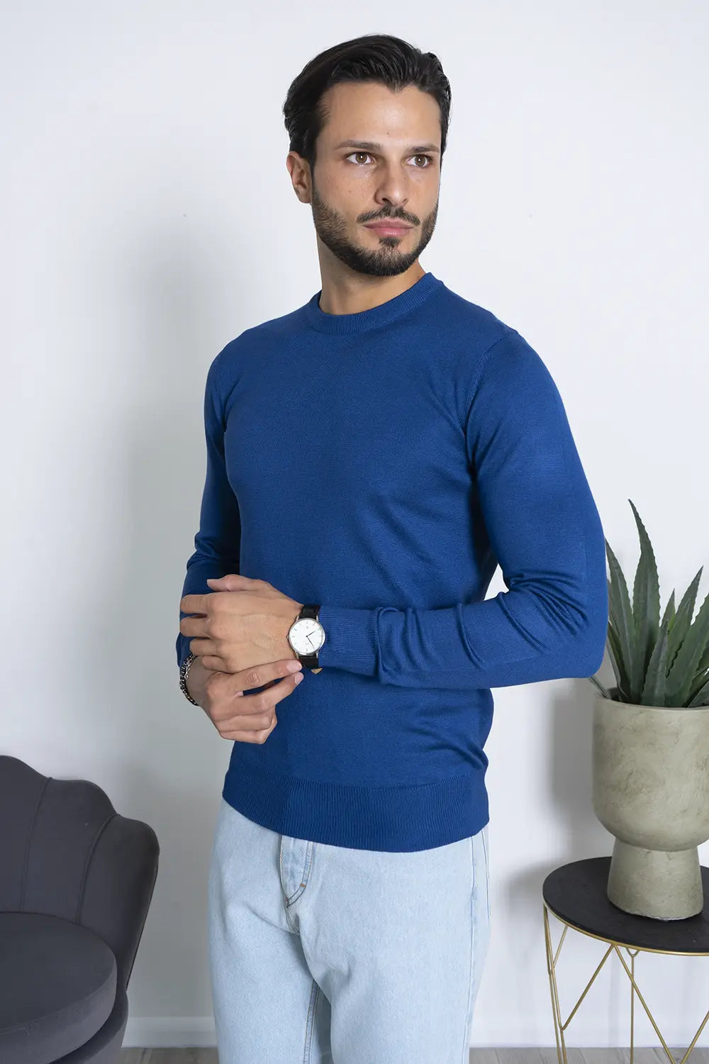 Maglioncino Girocollo In Filo Rasato Slim Fit Art. Mg147