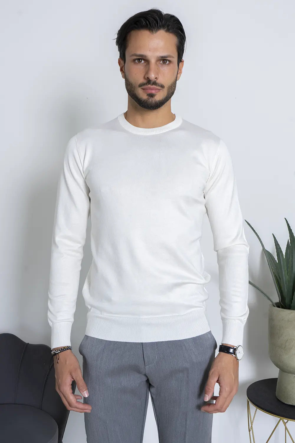 Maglioncino Girocollo In Filo Rasato Slim Fit Art. Mg147