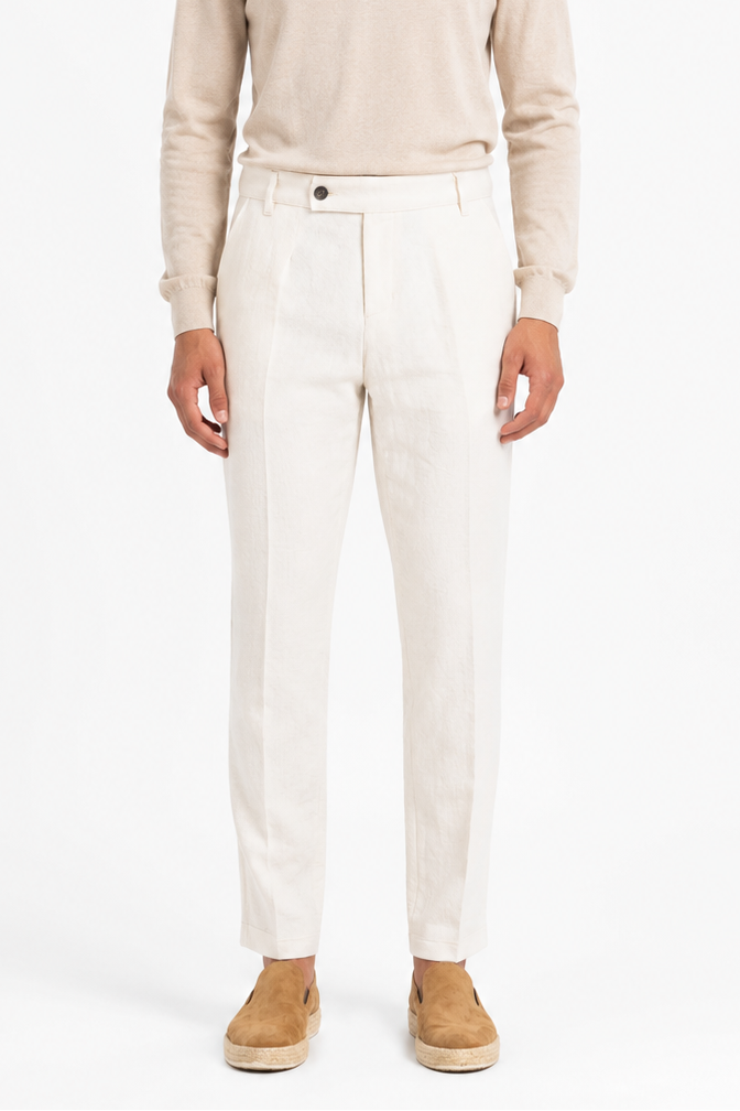 Pantalone Uomo In Lino Con Bottone Lungo Art. Pt171