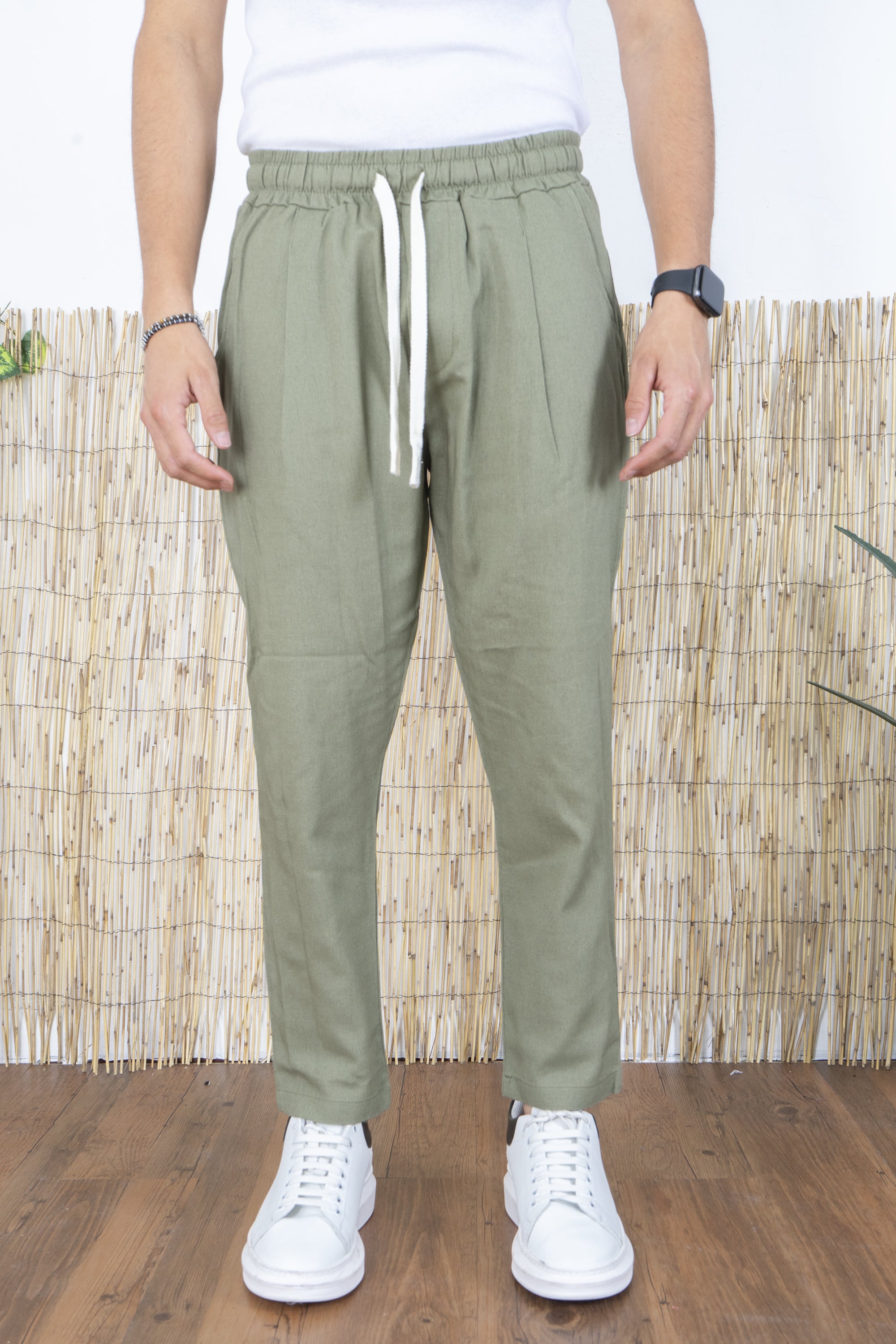 Pantalone Uomo In Lino Tinta Unita Tasca America Art. Pt45